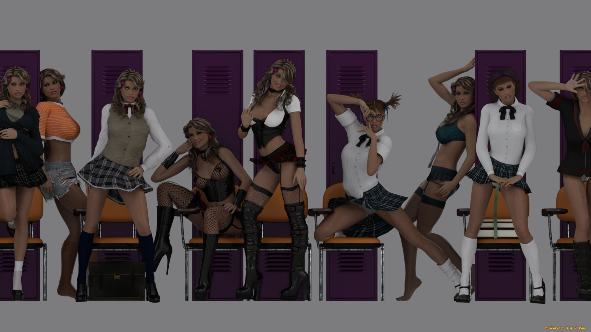 3д, графика, люди, , people, девушки, взгляд, фон