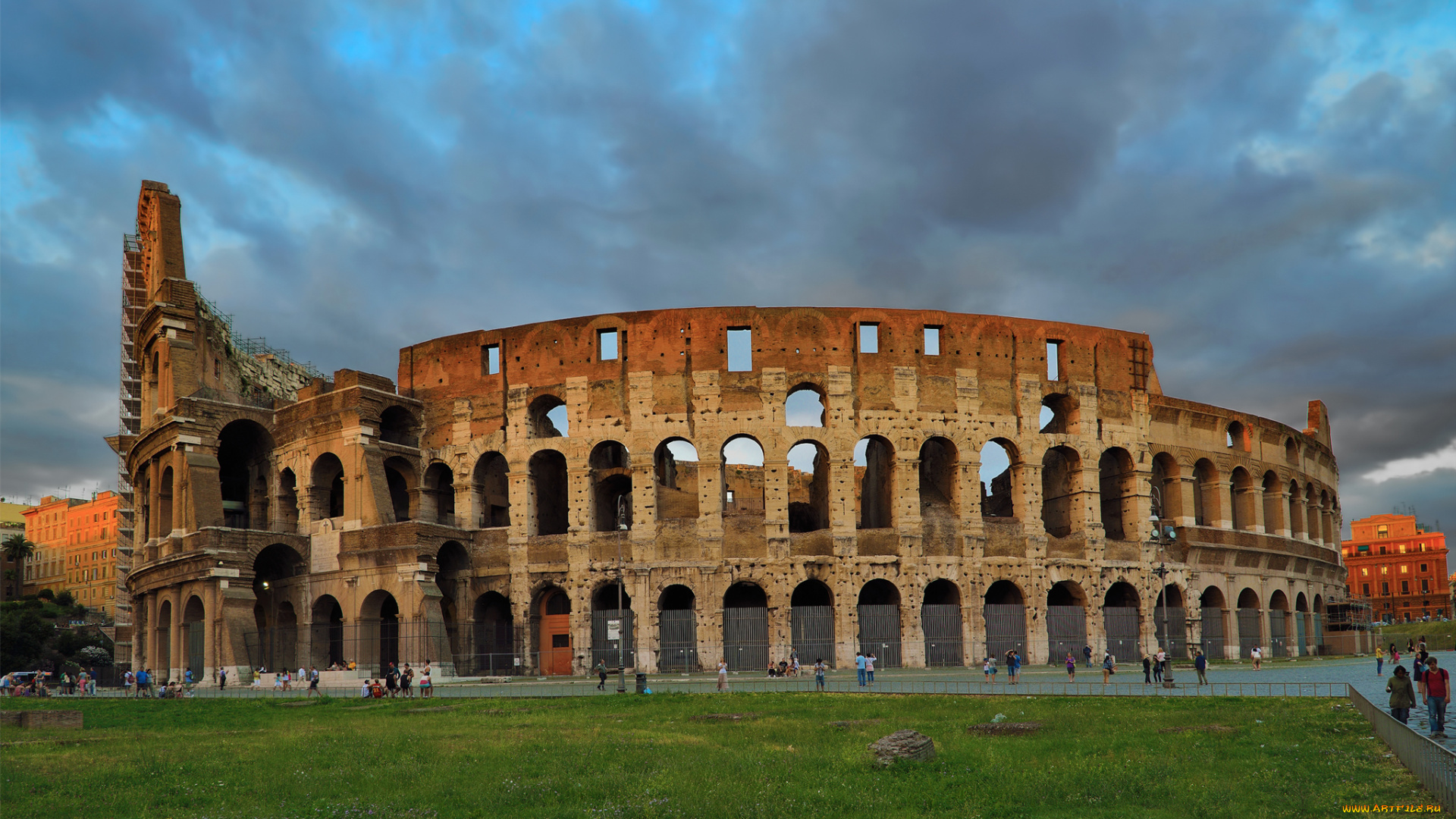 города, -, исторические, , архитектурные, памятники, колизей, архитектура, рим, италия, небо