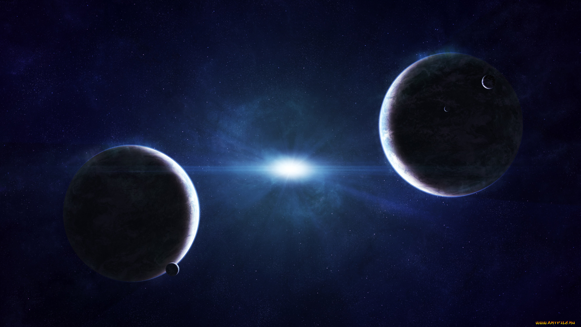 космос, арт, звезды, вселенная, планеты