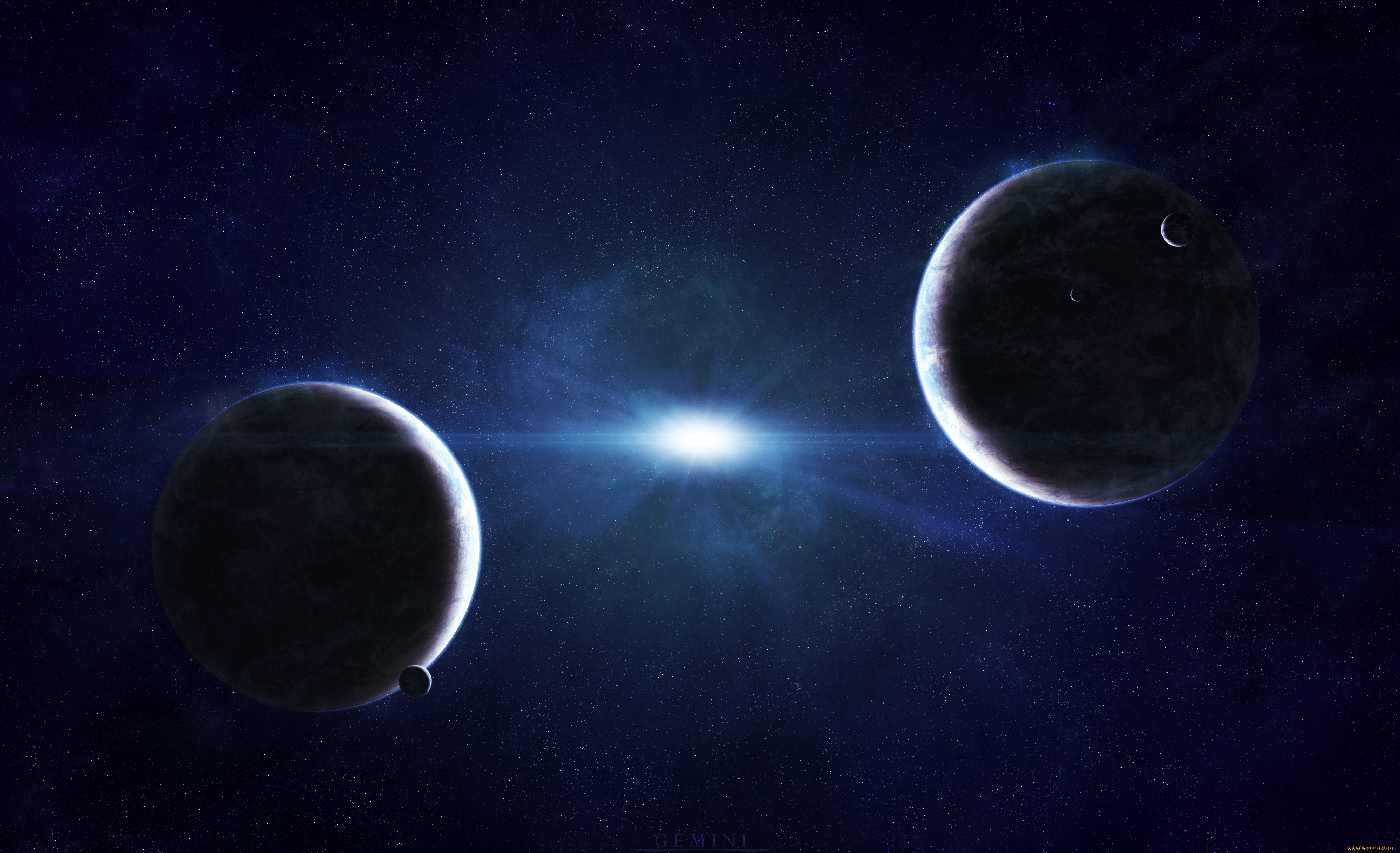 космос, арт, звезды, вселенная, планеты