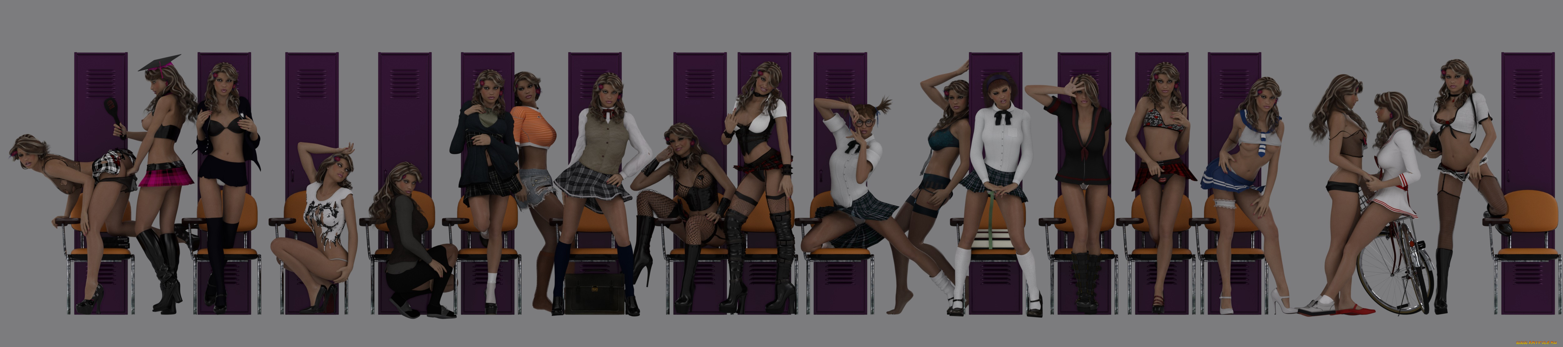 3д, графика, люди, , people, девушки, взгляд, фон