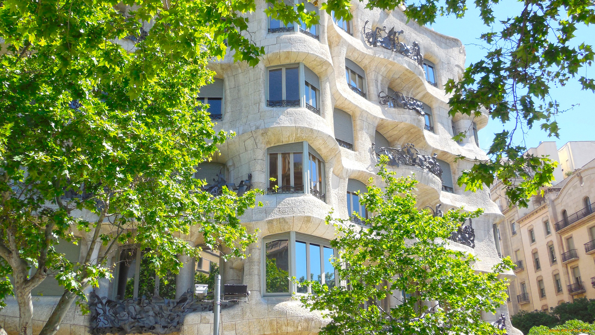 барселона, города, -, здания, , дома, дерево, дом