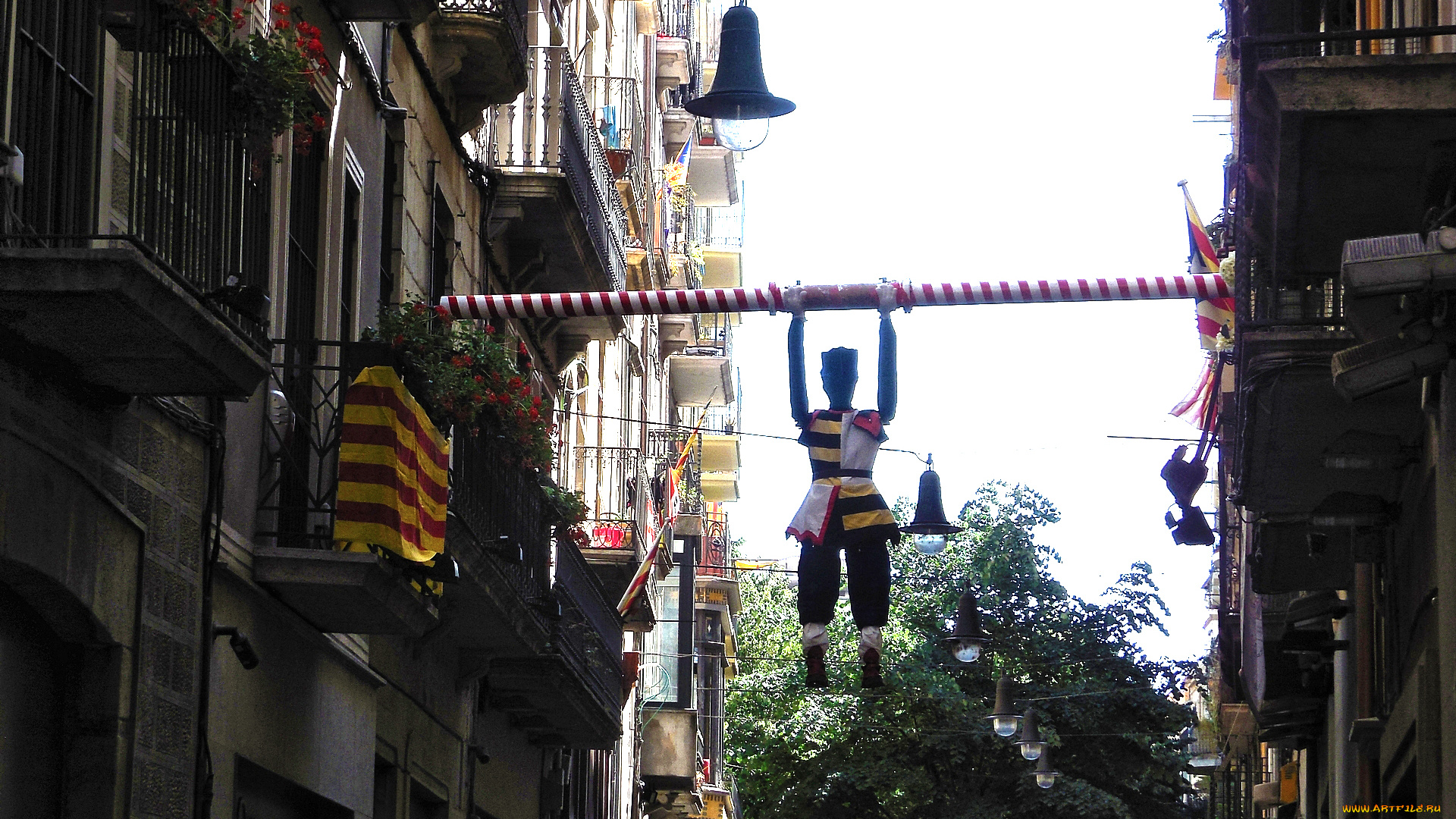 города, -, другое, кукла, балкон, здание