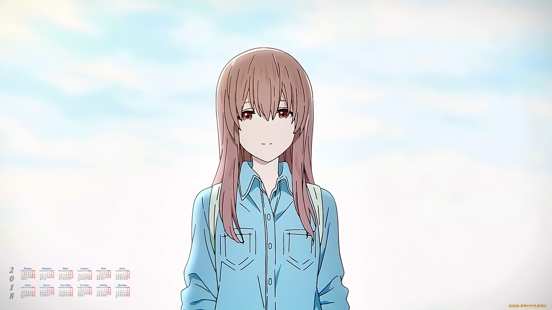 календари, аниме, девочка, взгляд, 2018