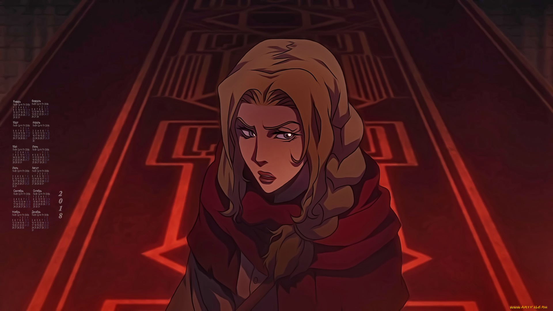 календари, аниме, девушка, взгляд, 2018