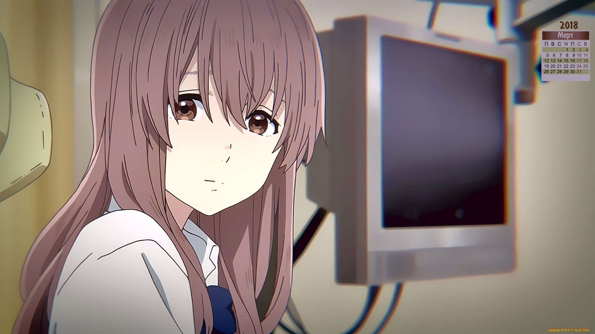 календари, аниме, взгляд, девушка, 2018