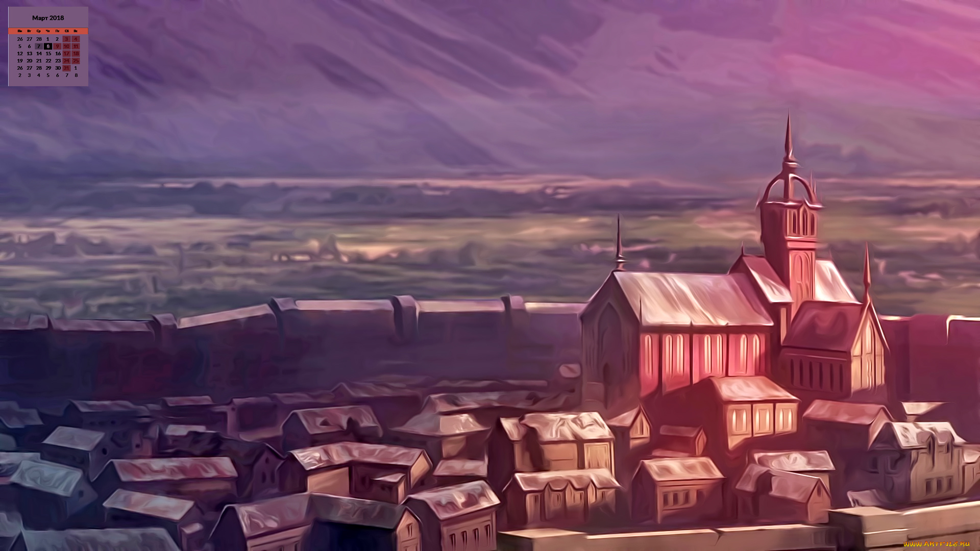 календари, рисованные, , векторная, графика, здание, 2018