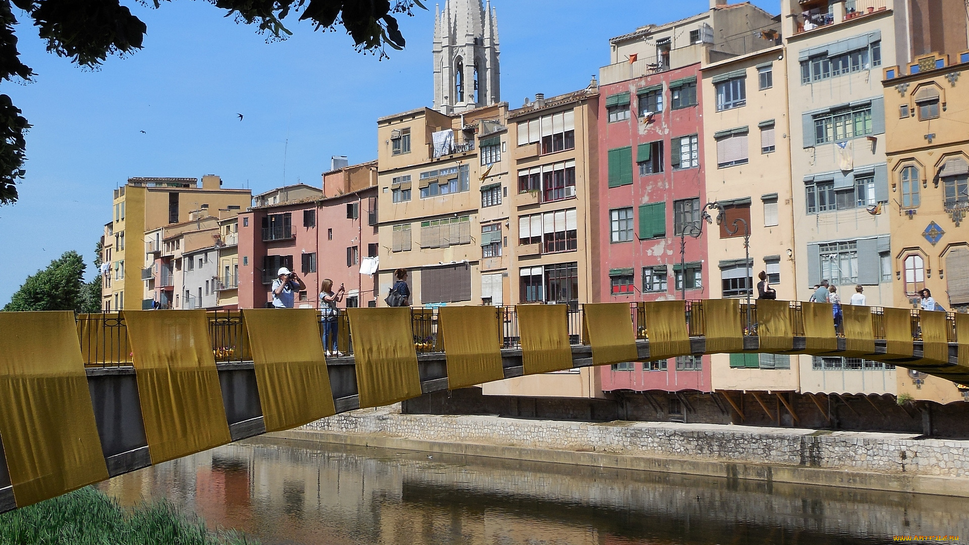 жирона, города, -, другое, дом, мост