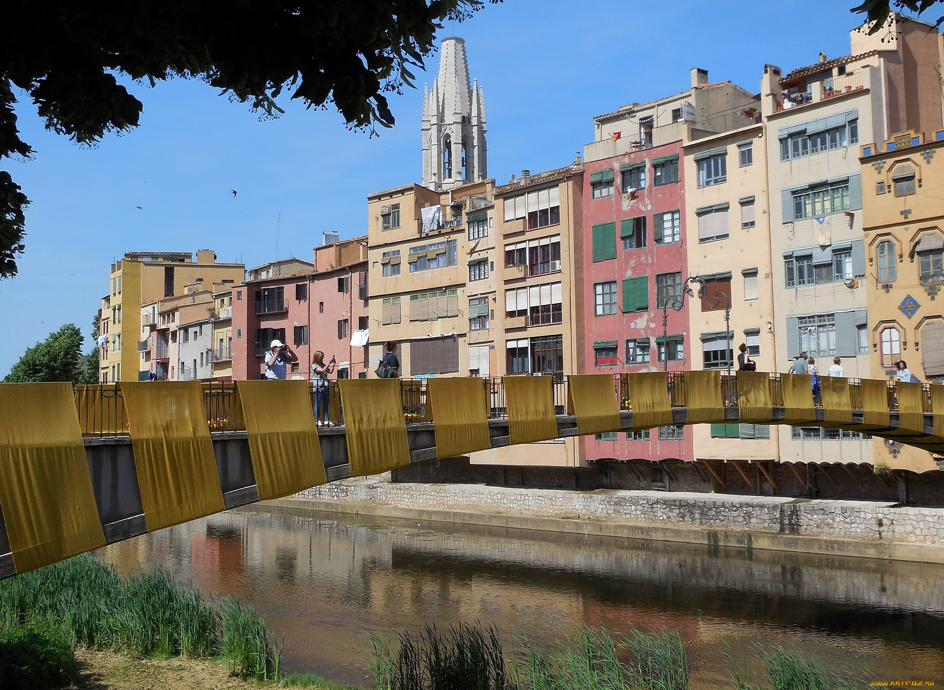 жирона, города, -, другое, дом, мост