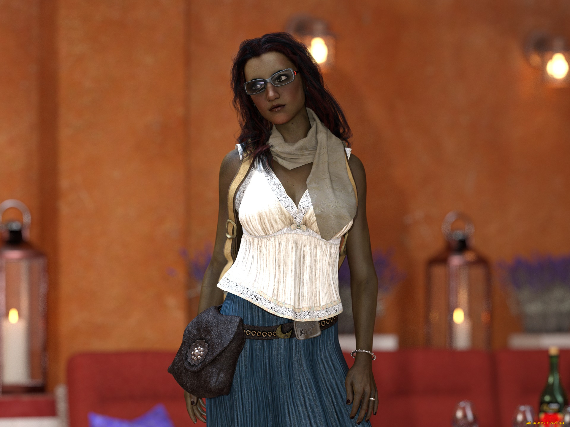 3д, графика, люди, , people, девушка, взгляд, фон