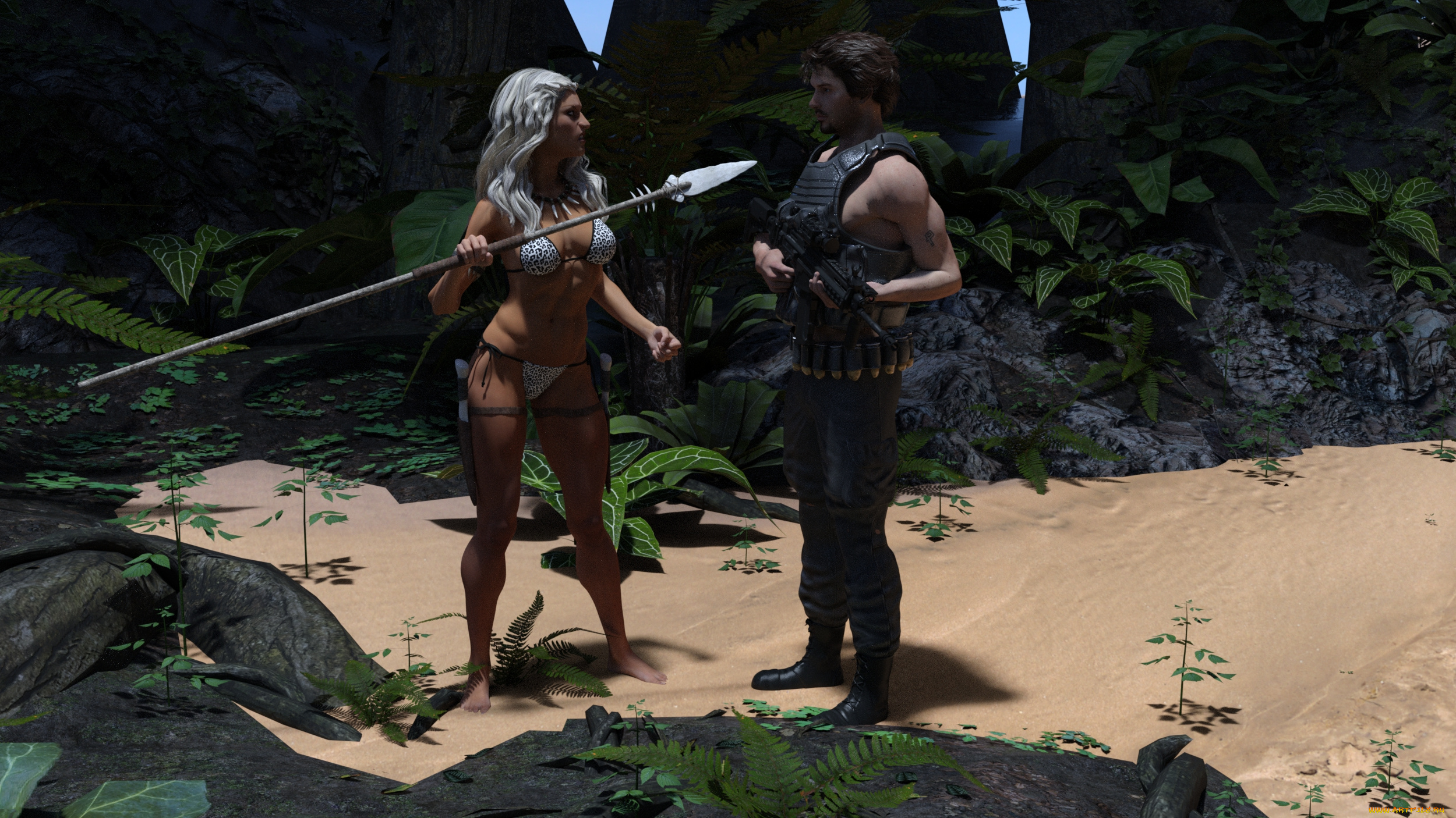 3д, графика, амазонки, , amazon, девушка, взгляд, фон