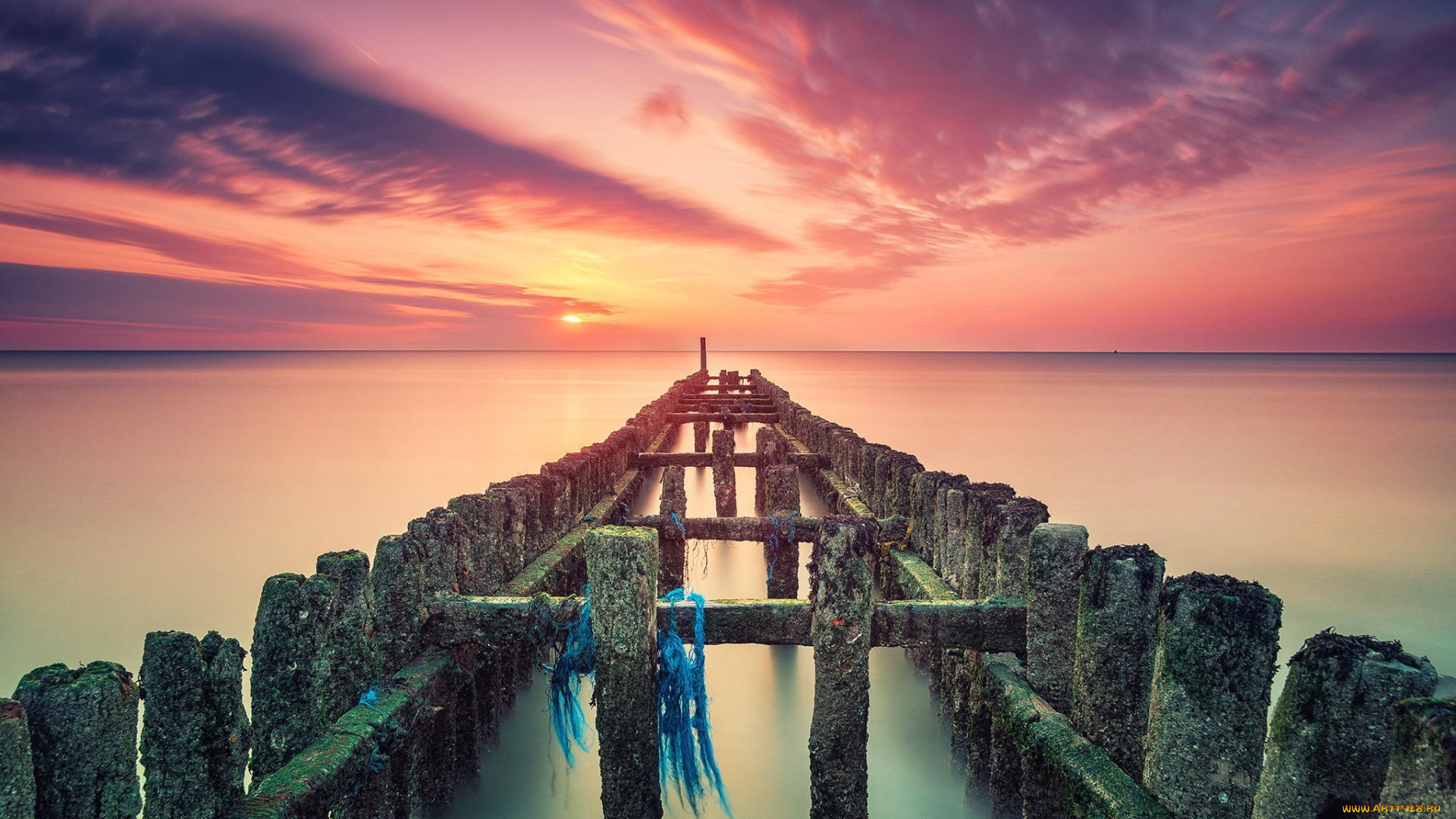 природа, восходы, закаты, развалины, море, облака, закат, небо