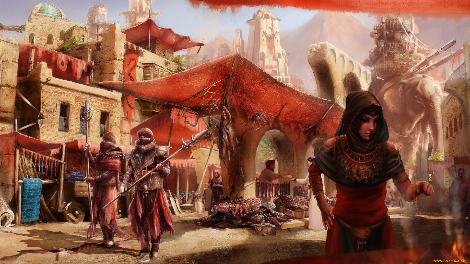 видео, игры, the, lord, of, the, rings, , the, battle, for, middle-earth, ii, -, rise, of, the, witch-king, слон, город, мужчины, девушка, фон