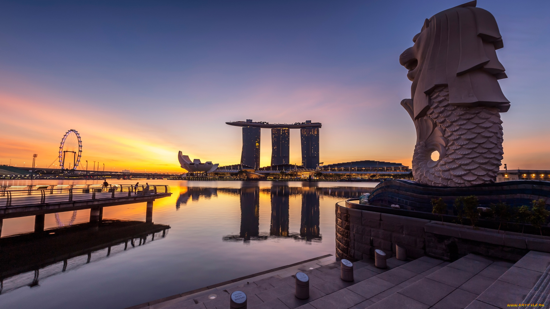 города, сингапур, , сингапур, красота, колесо, обозрения, здания