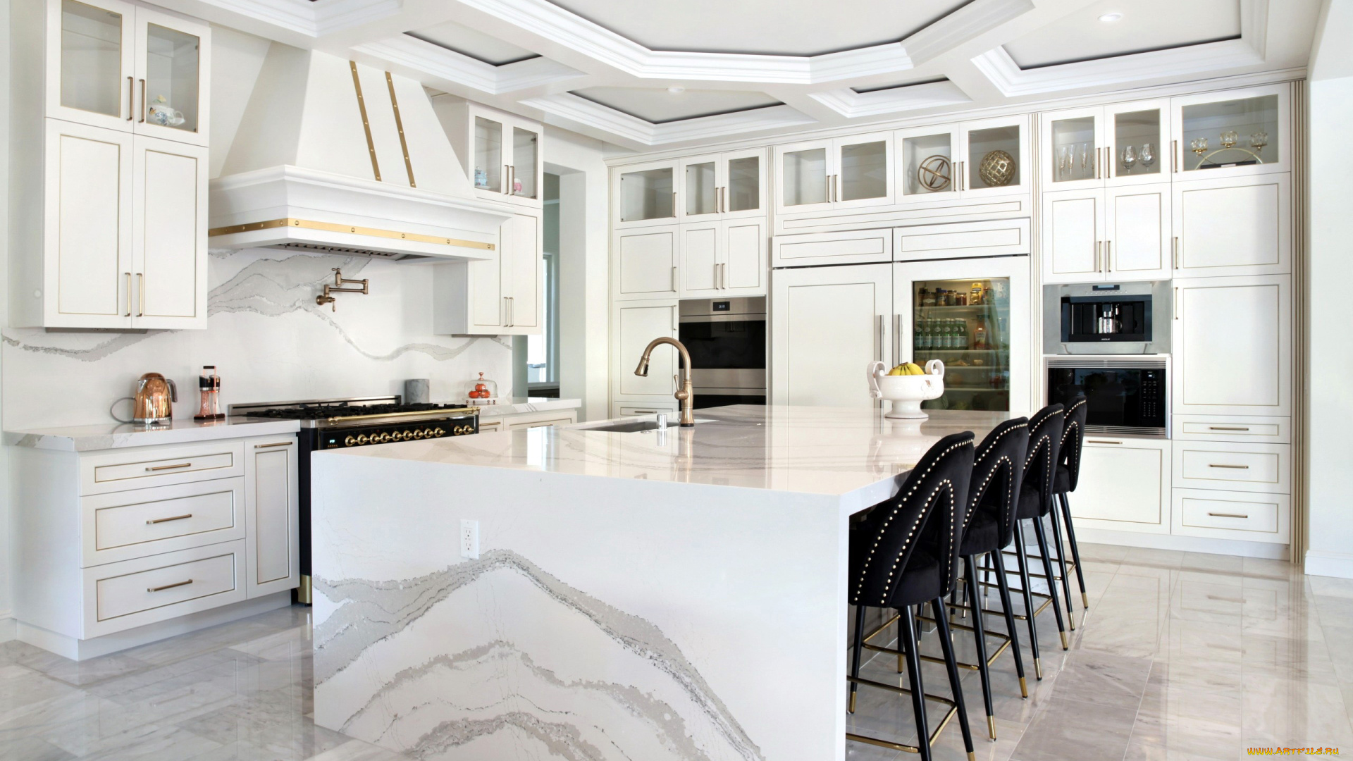 интерьер, кухня, плита, стол, стулья