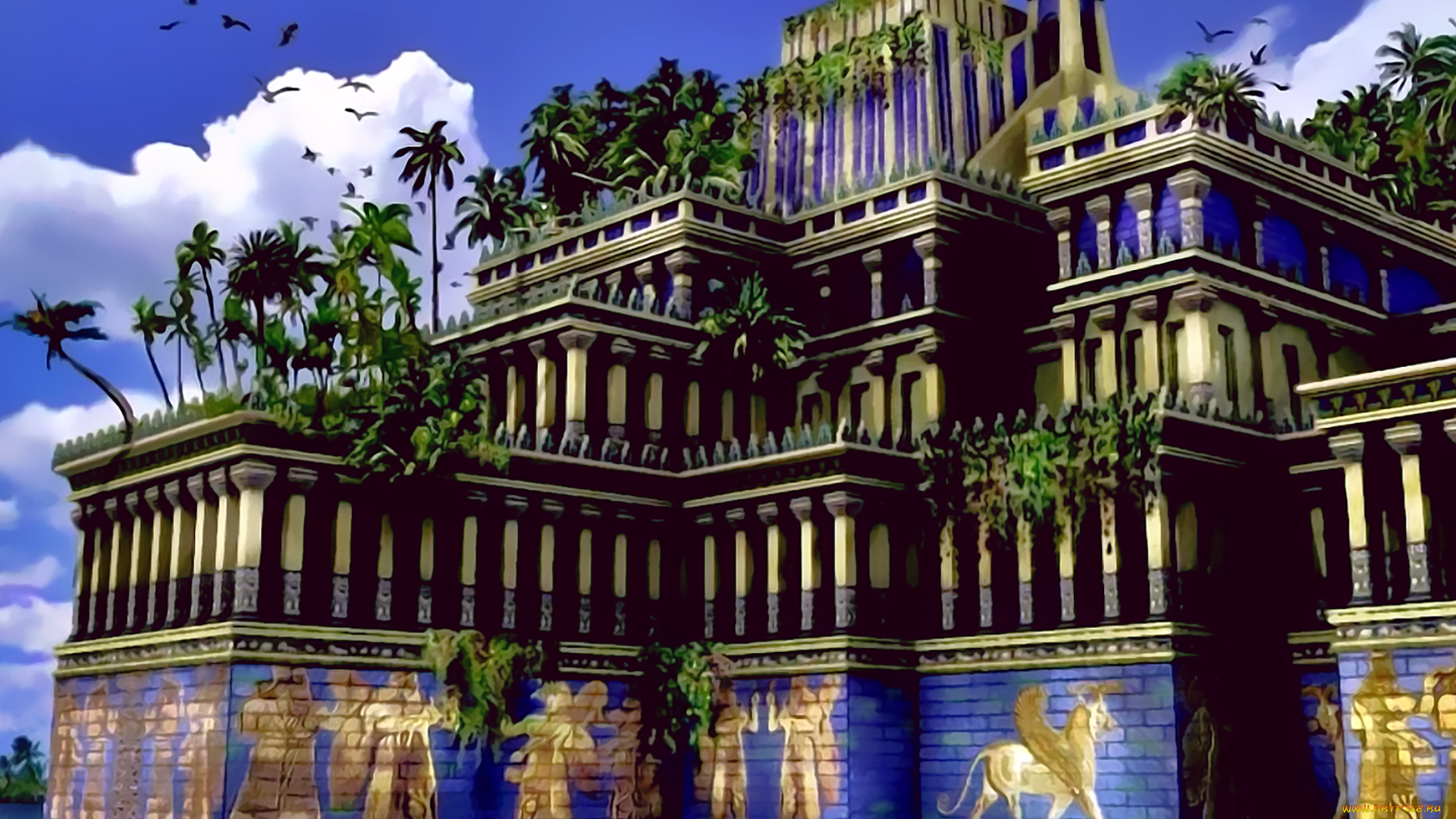 календари, фэнтези, 2020, calendar, архитектура, дворец, деревья, стена, рисунок, здание