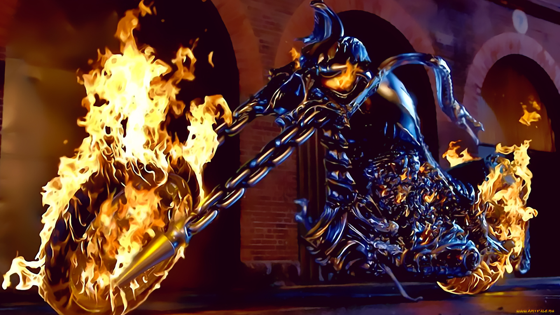 календари, фэнтези, calendar, цепь, пламя, огонь, мотоцикл, 2020