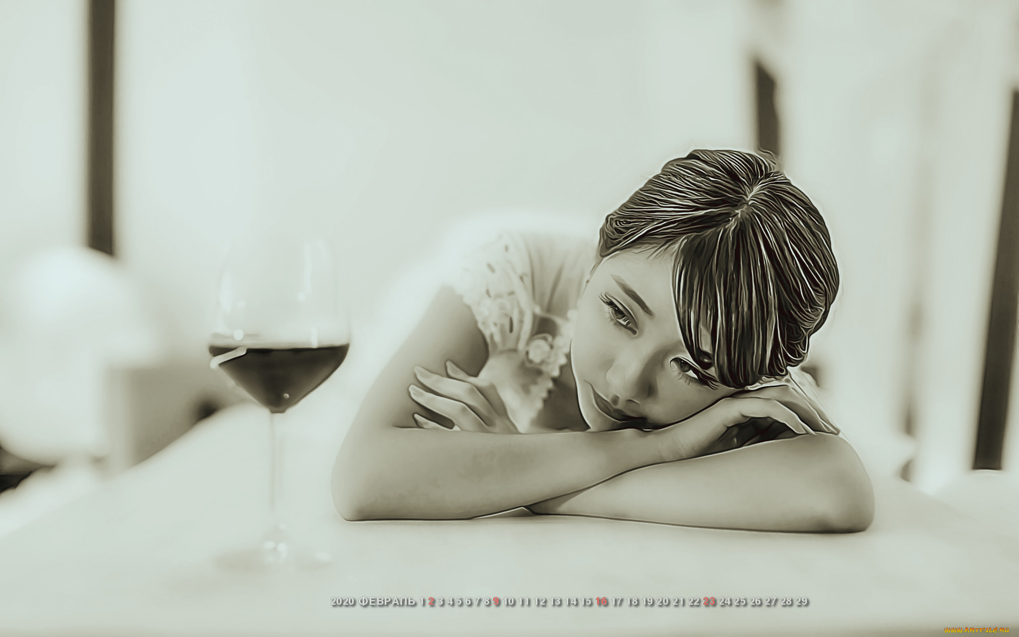 календари, компьютерный, дизайн, 2020, calendar, женщина, фужер, девушка, бокал