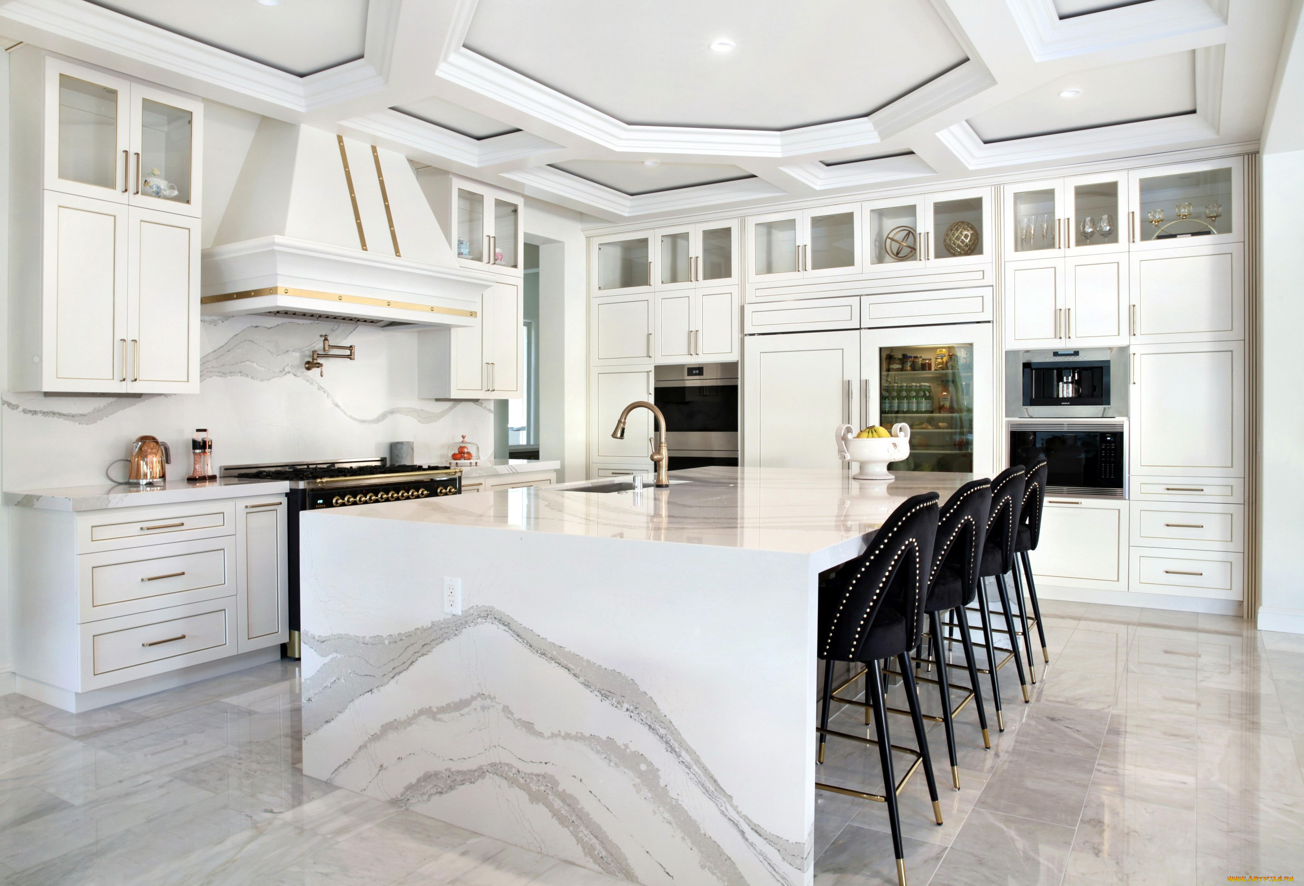 интерьер, кухня, плита, стол, стулья