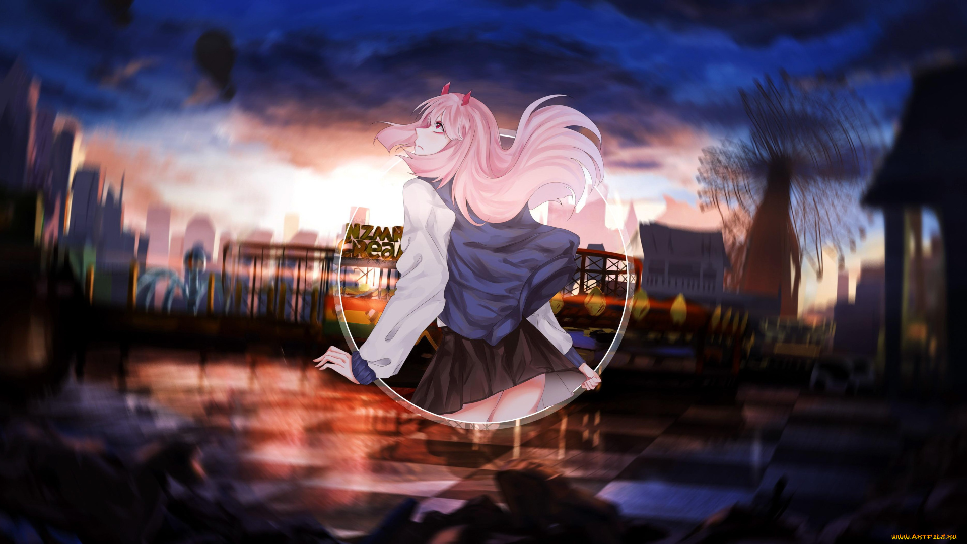 аниме, darling, in, the, frankxx, девушка, рожки, парк