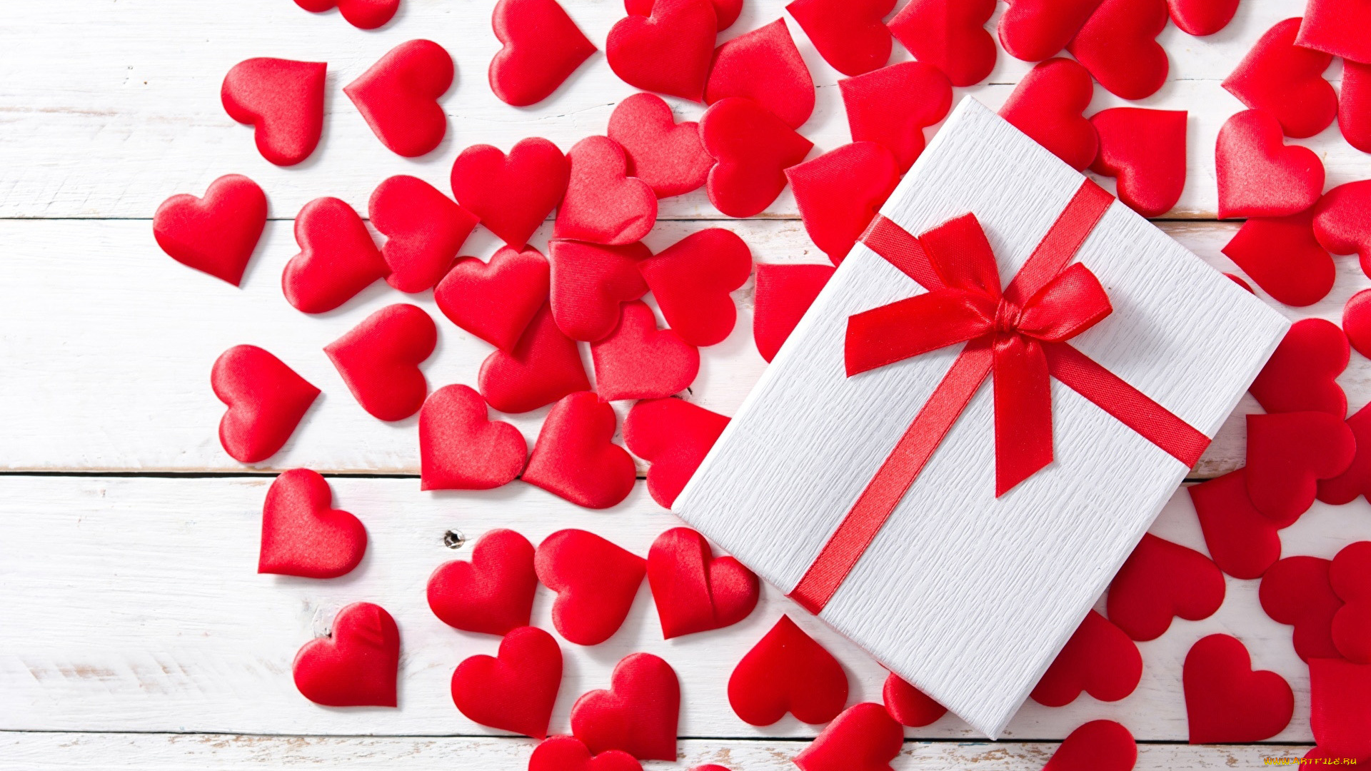праздничные, день, святого, валентина, , сердечки, , любовь, подарок, лента, бант, сердечки