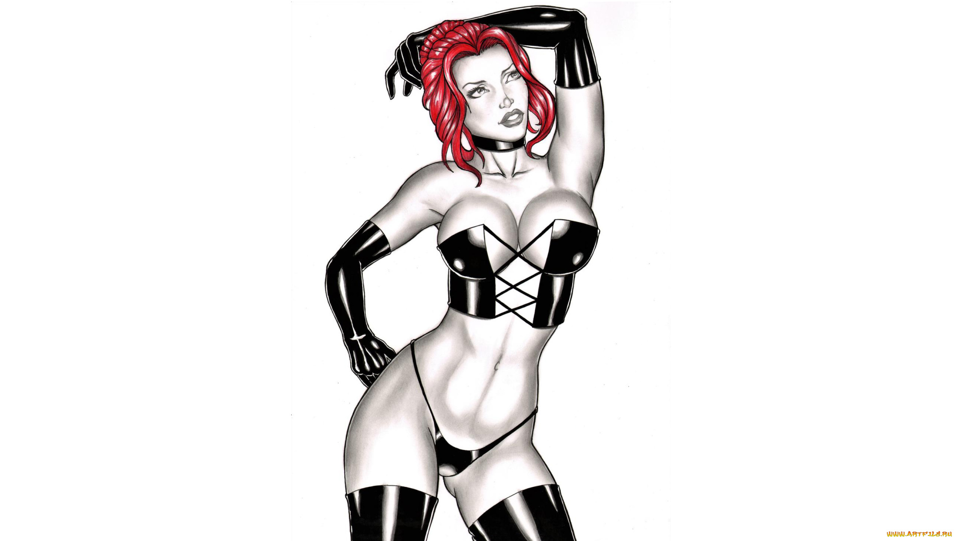 рисованное, elberty, oliveira, девушка, фон, корсет, перчатки