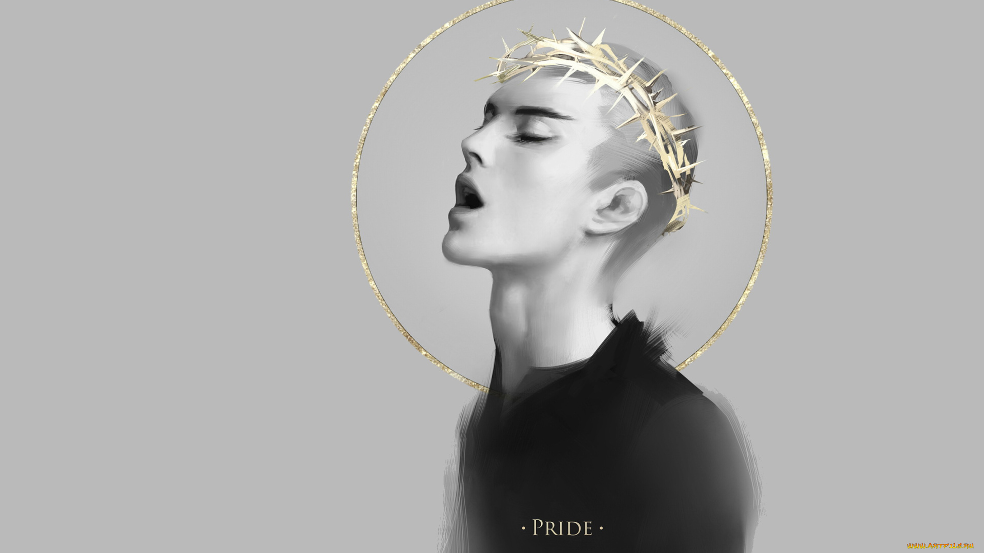 рисованное, люди, парень, венец, грех, гордыня