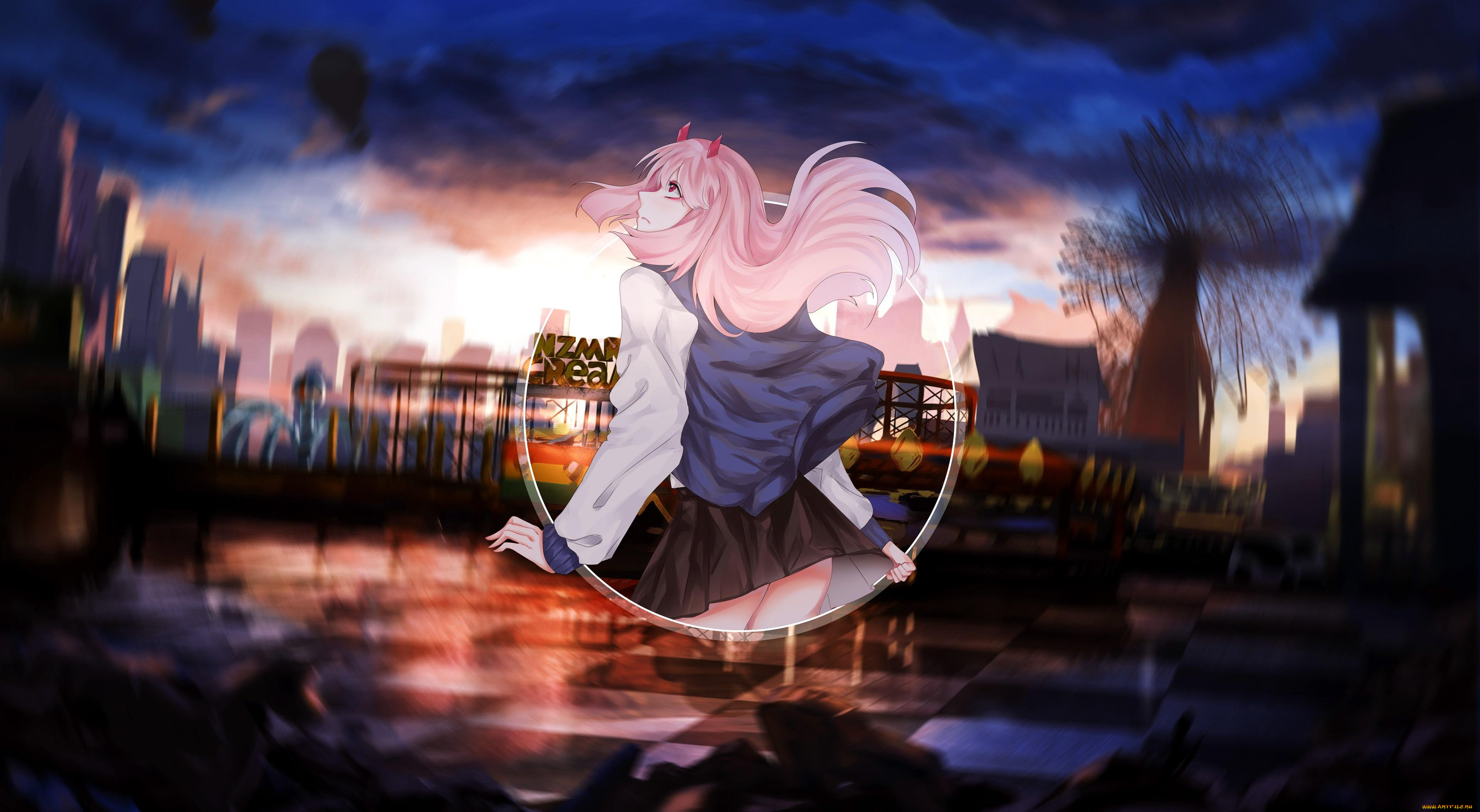 аниме, darling, in, the, frankxx, девушка, рожки, парк