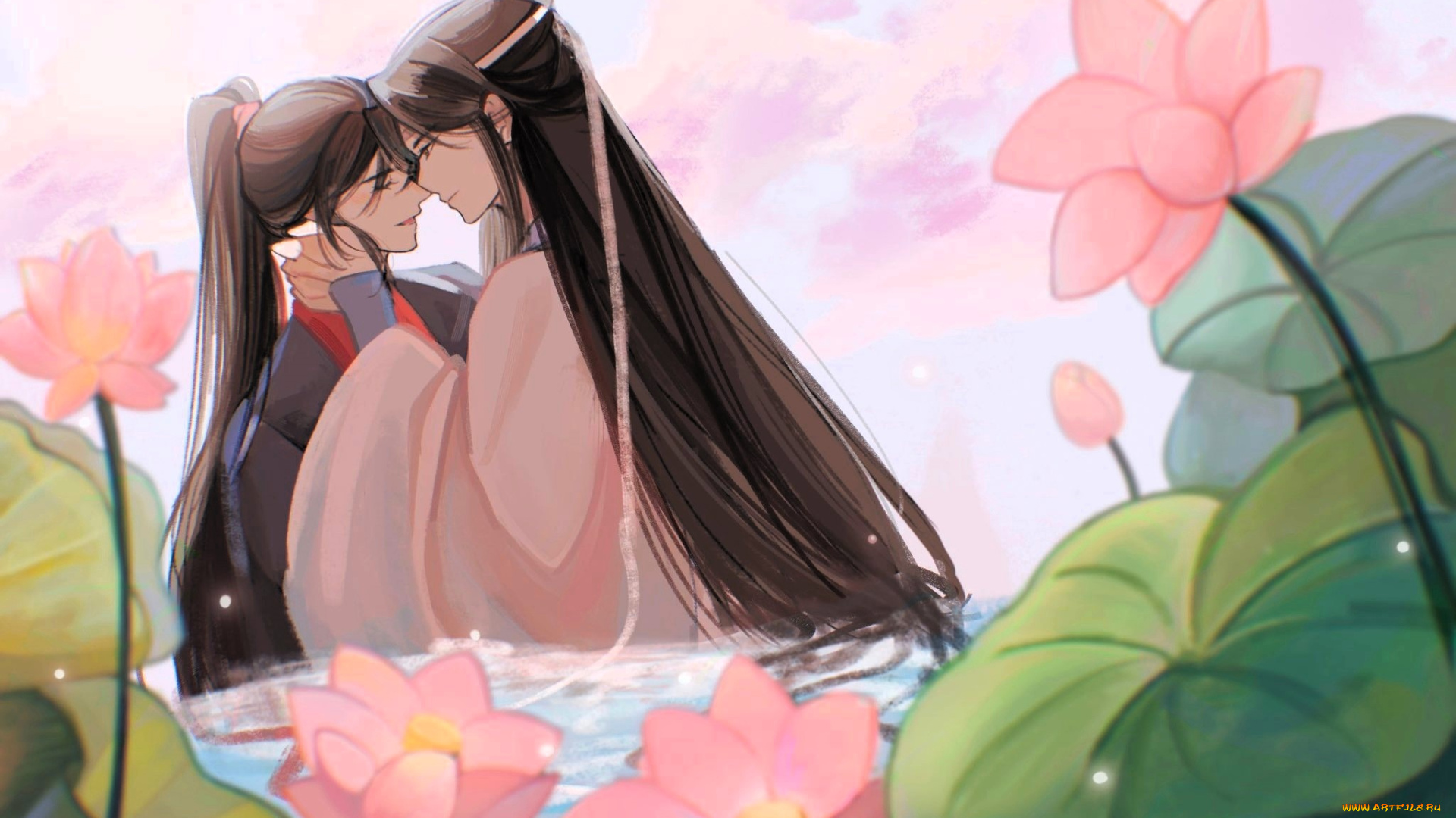 аниме, mo, dao, zu, shi, лань, ванцзи, вэй, усянь, лотосы, озеро