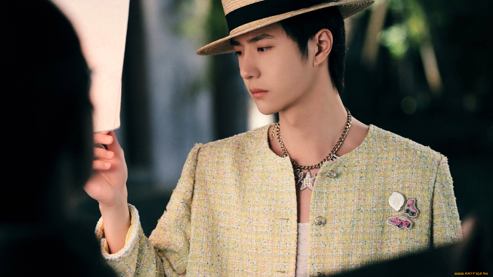 мужчины, wang, yi, bo, актер, шляпа, пиджак, украшения