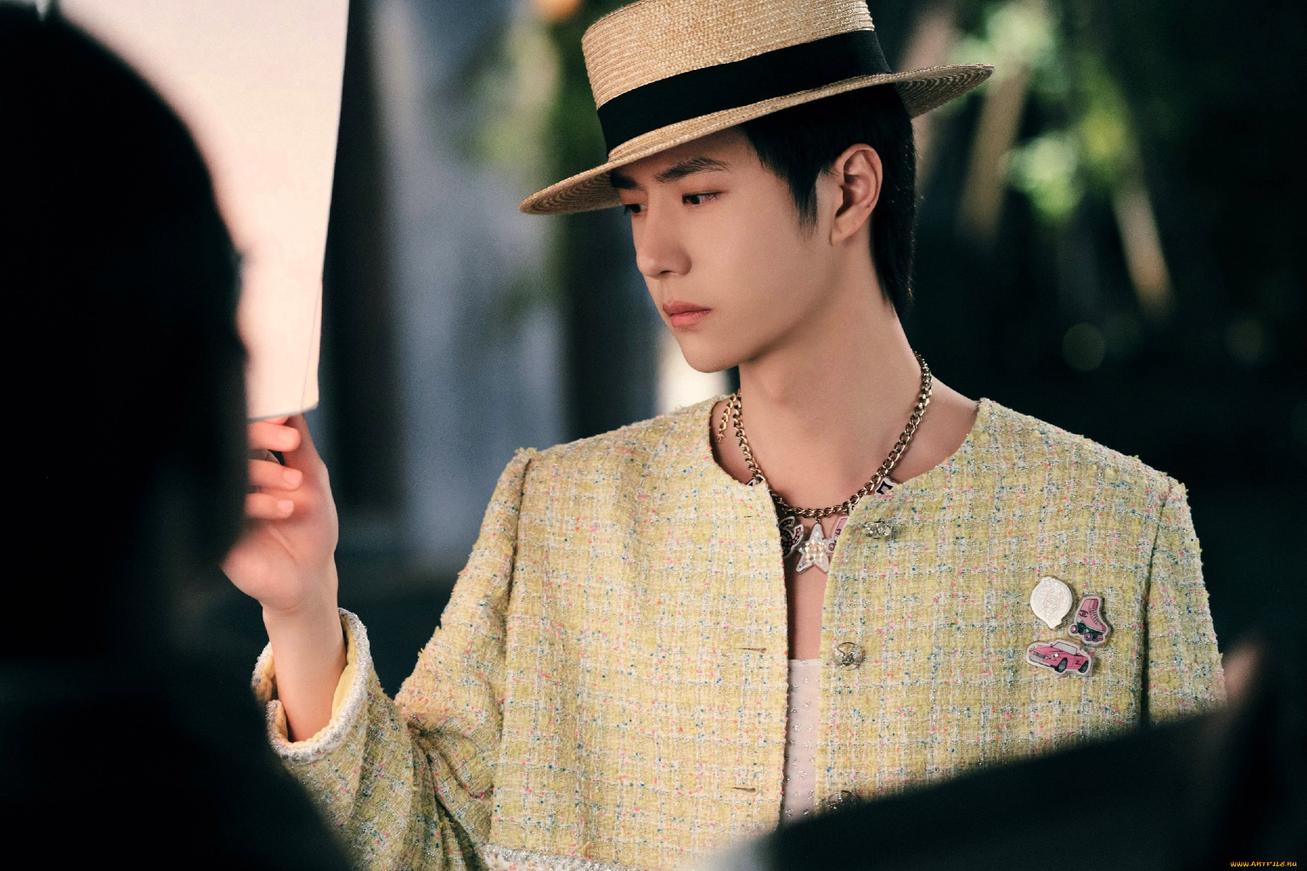 мужчины, wang, yi, bo, актер, шляпа, пиджак, украшения