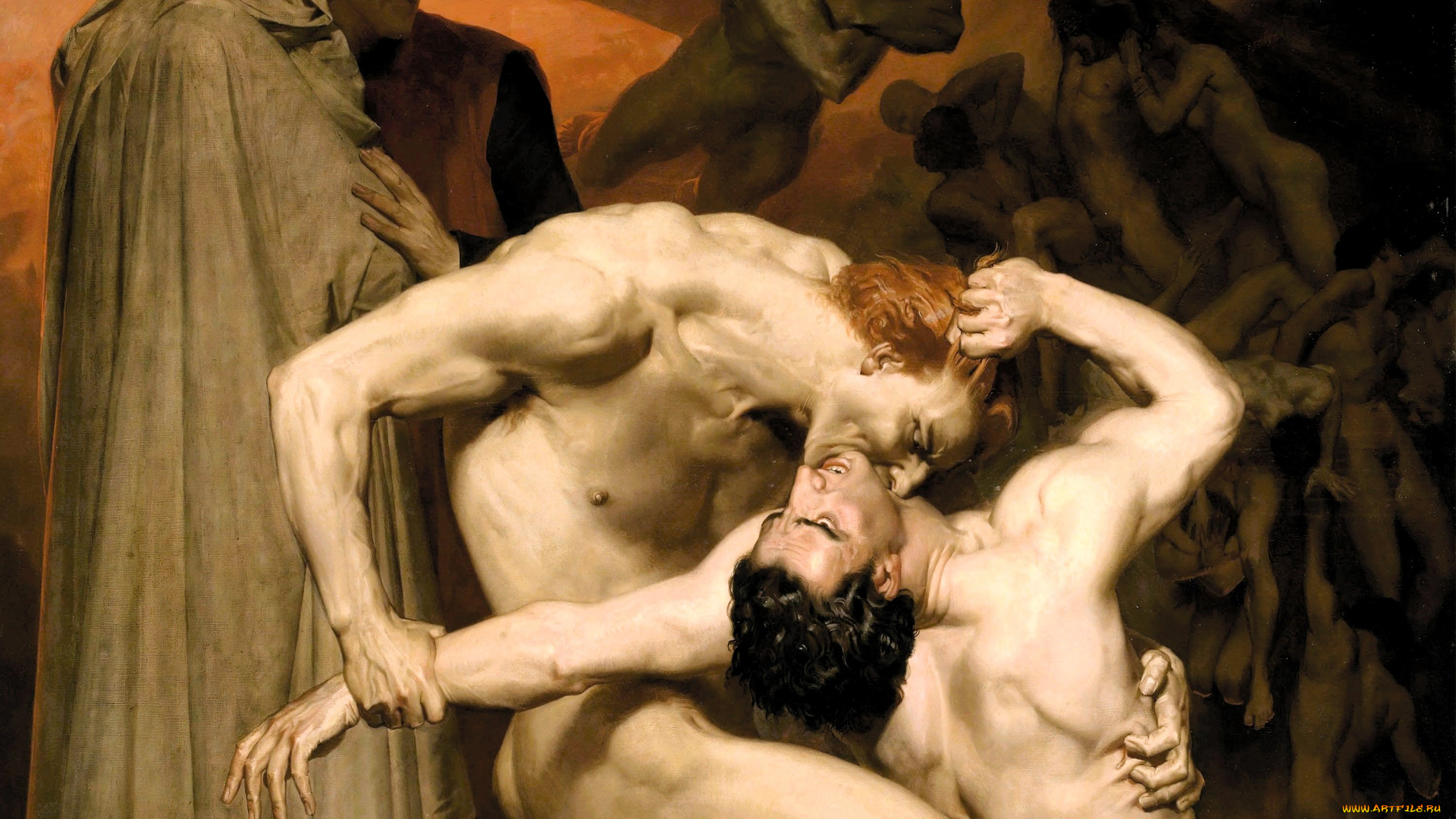 adolphe-william, bouguereau, рисованное, человек, демоны, ад