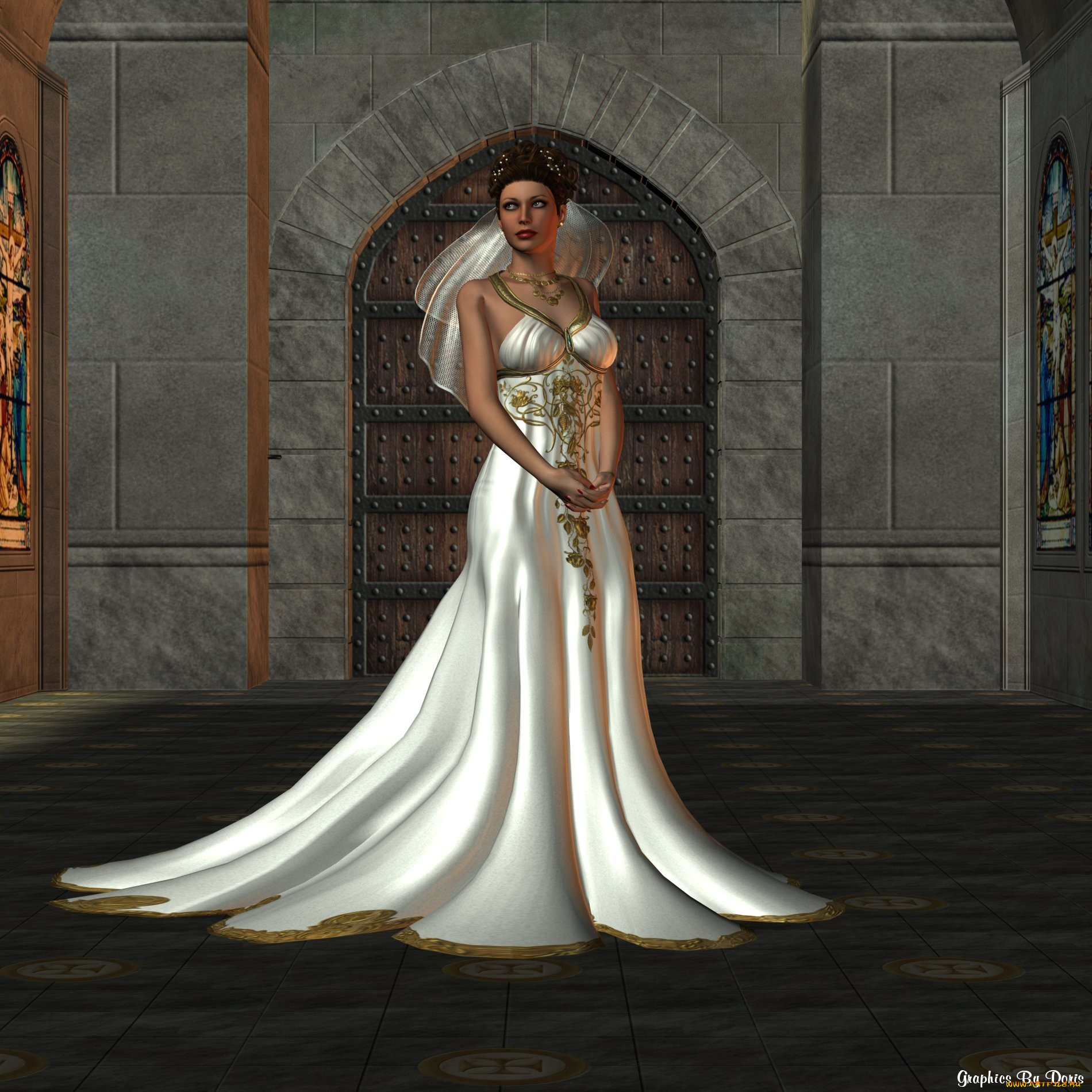 3д, графика, people, люди, платье, девушка