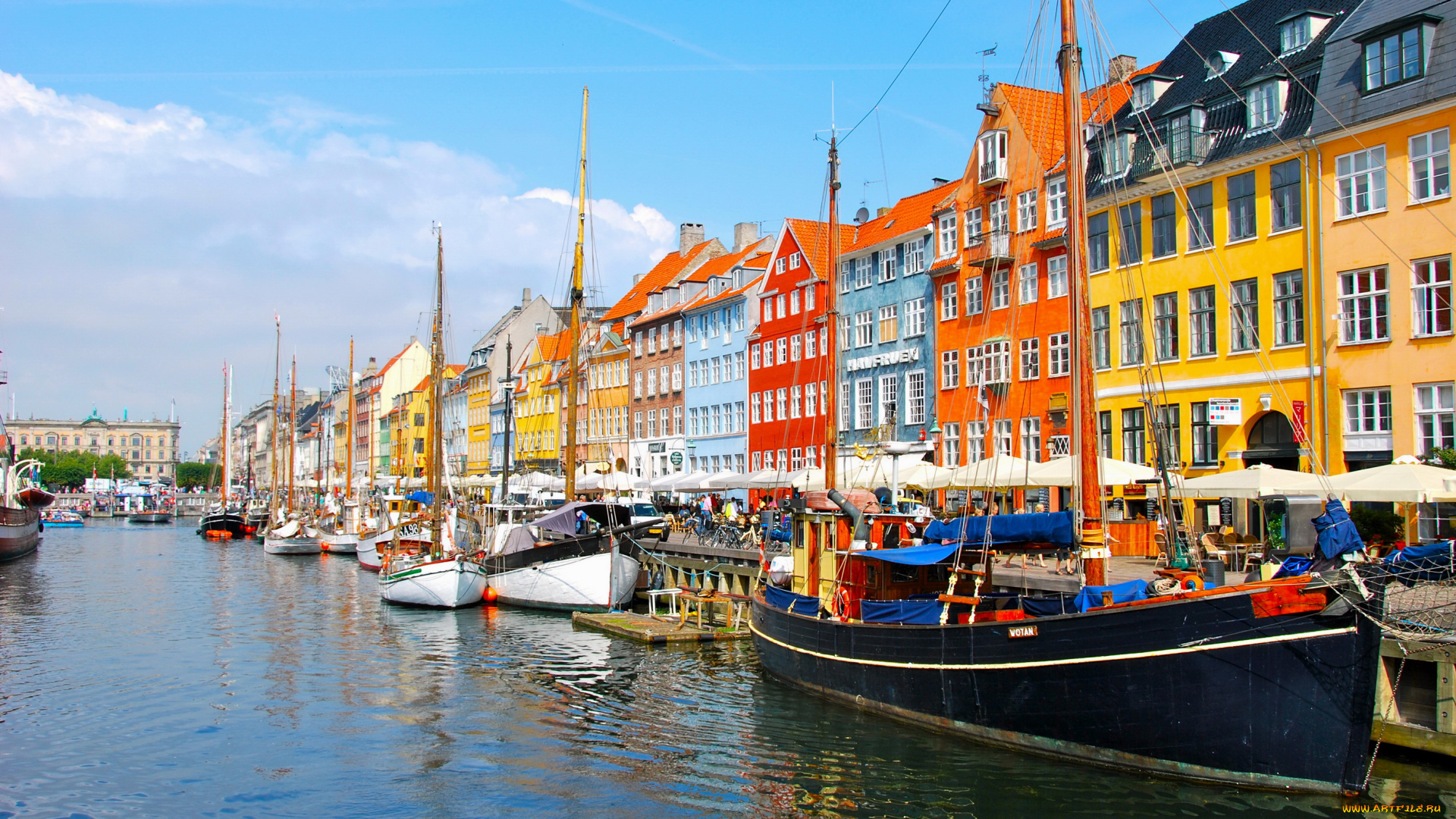 корабли, порты, причалы, здания, лодки, канал