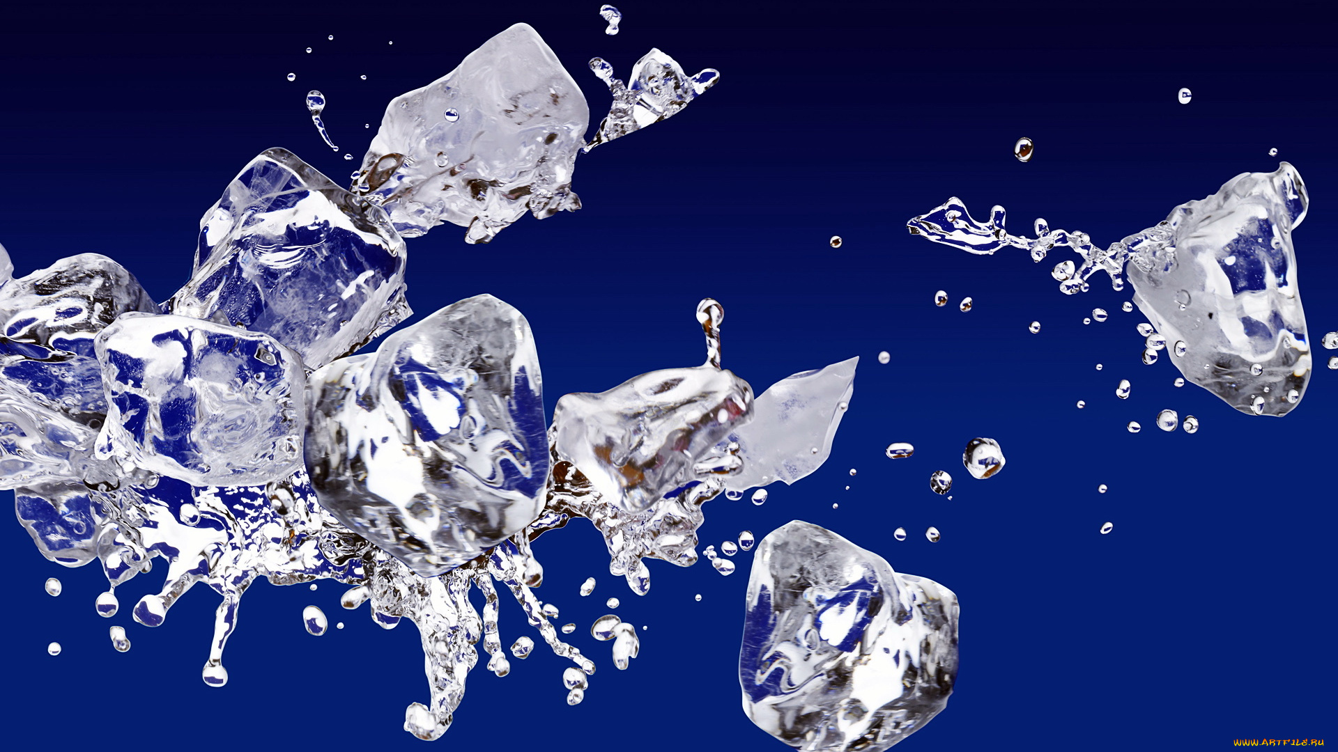 разное, капли, брызги, всплески, вода, кубики, льда, лёд
