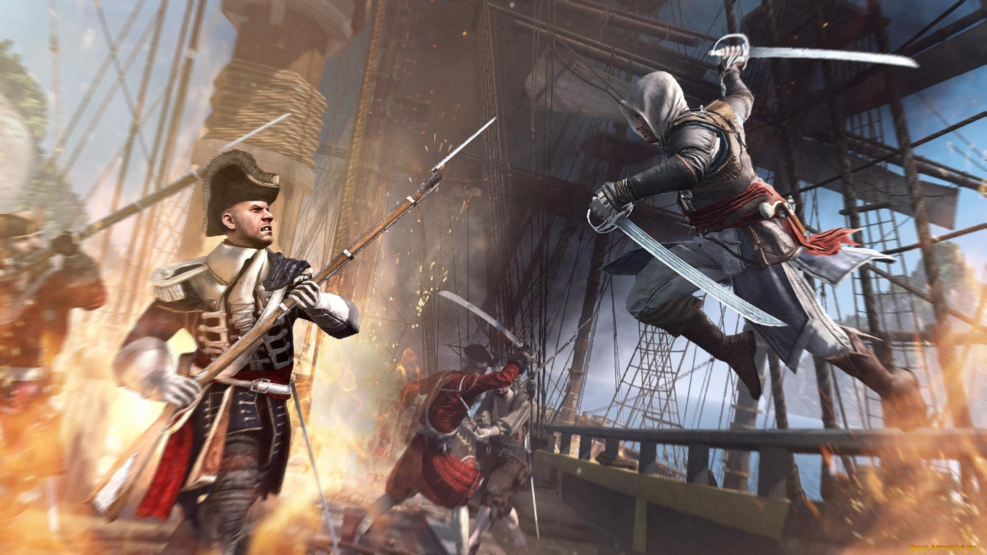 assassin`s, creed, iv, black, flag, видео, игры, фрегат, солдаты, edward, kenway, сражение