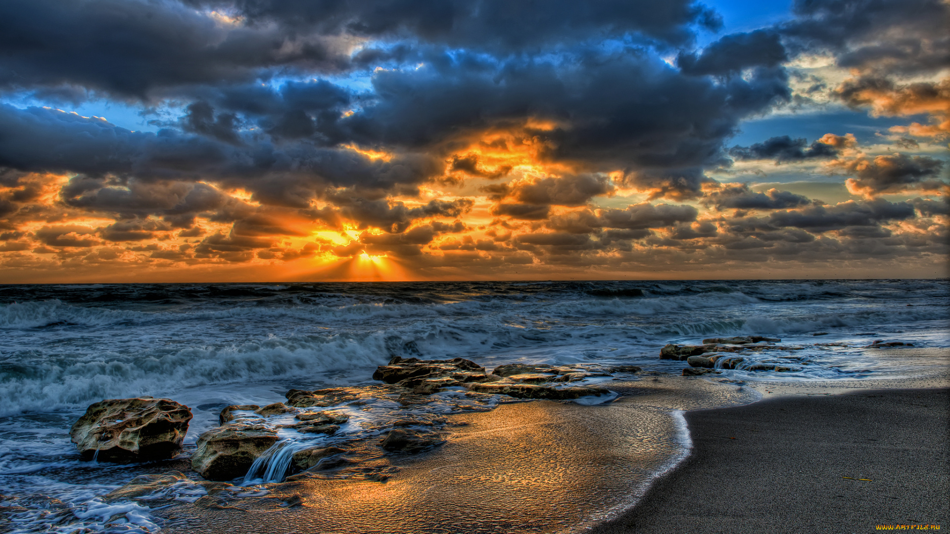 природа, моря, океаны, облака, волны, закат, океан