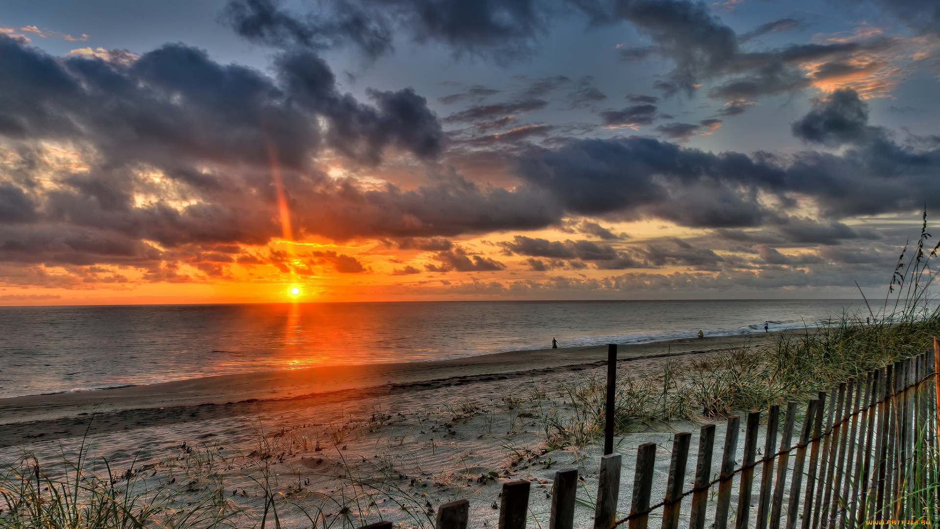 природа, восходы, закаты, забор, побережье, восход, пляж, океан, флорида, florida, jupiter
