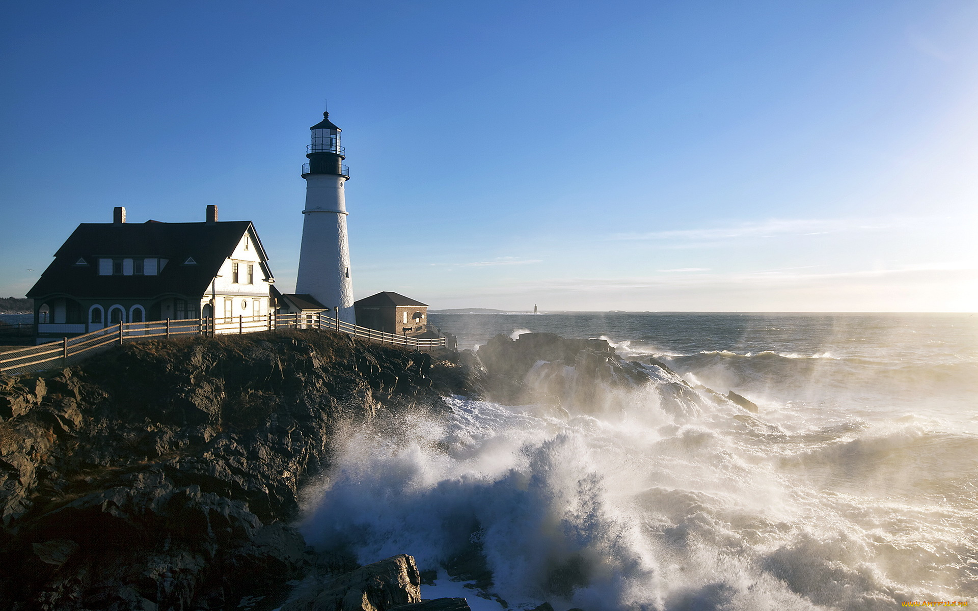 природа, маяки, маяк, море, cape, elizabeth, maine, united, states