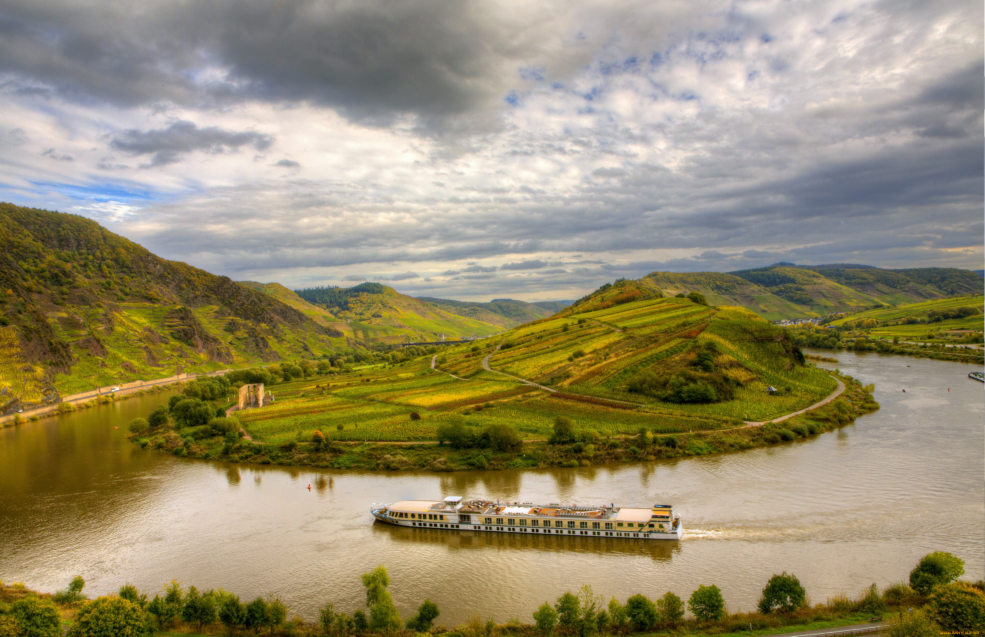 германия, брем, природа, реки, озера, панорама, река