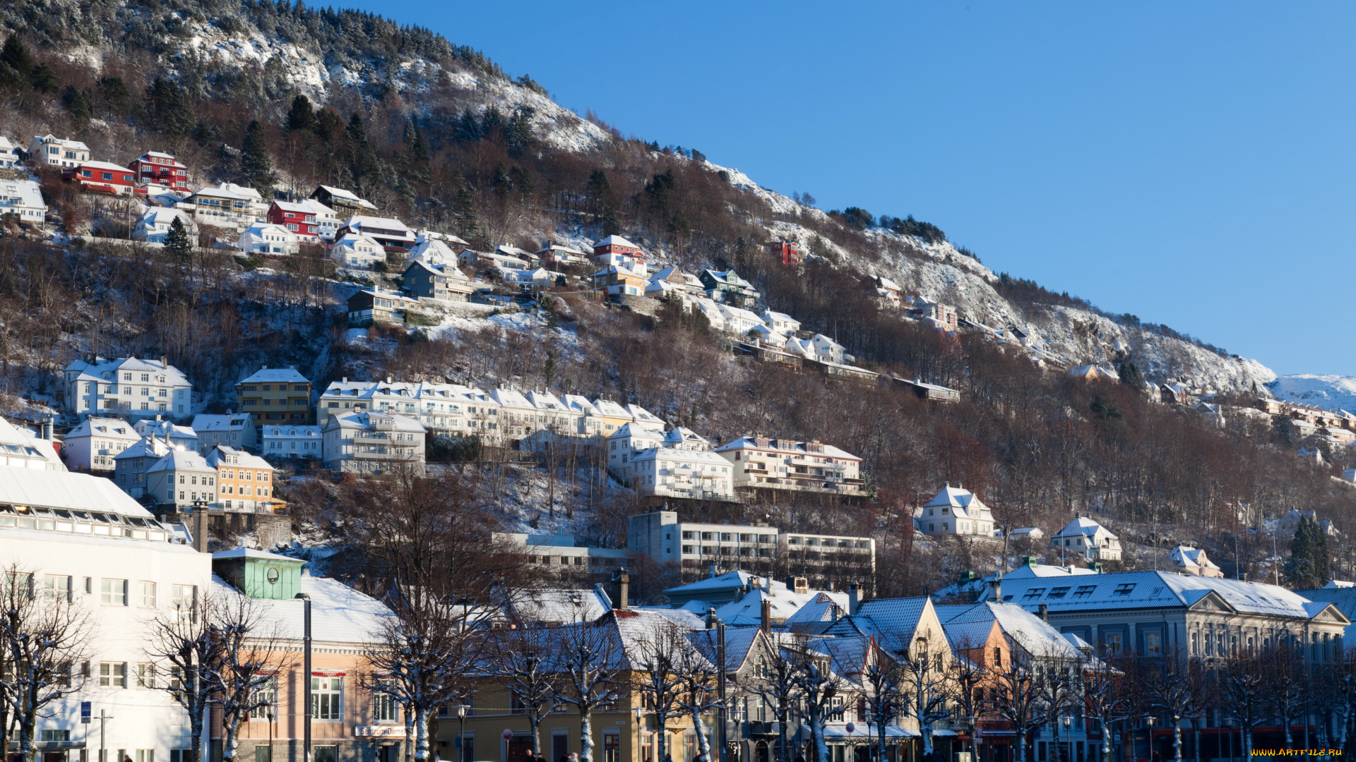 берген, норвегия, города, -, улицы, , площади, , набережные, берген, норвегия, дома, набережная, зима