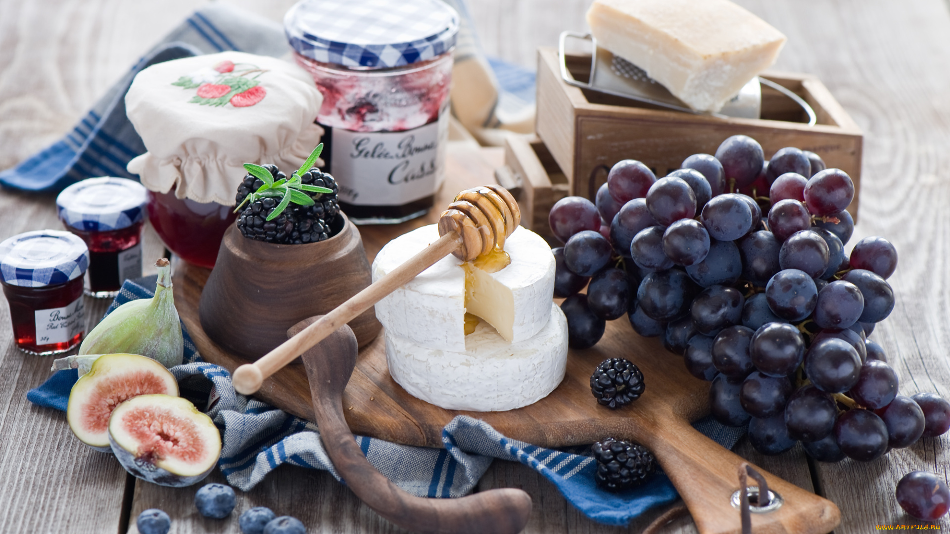 еда, разное, инжир, джем, сыр, виноград