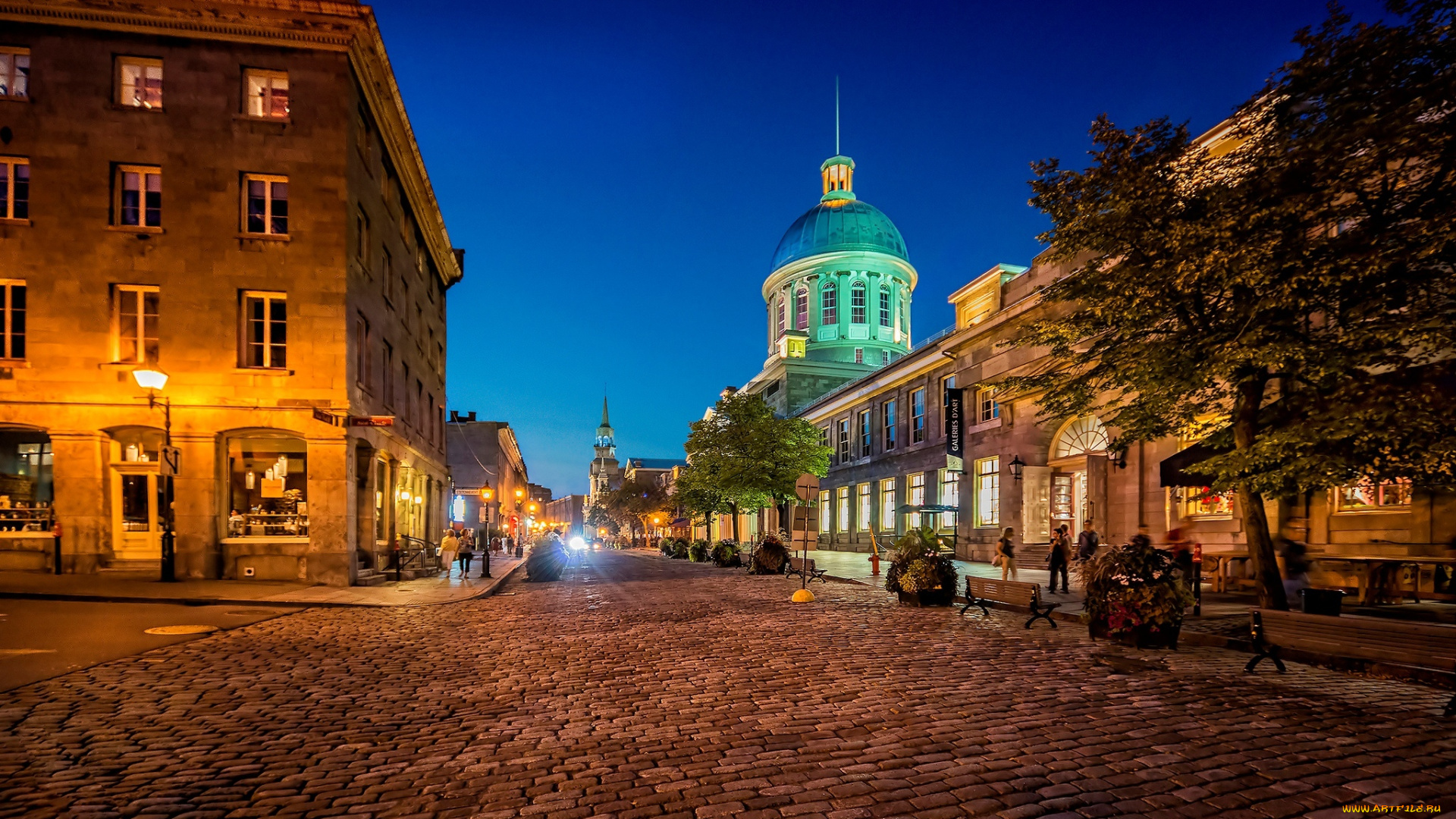 города, -, улицы, , площади, , набережные, брусчатка, улица, лавки, скамейки, фонари, огни, ночь, город, канада, canada, квебек