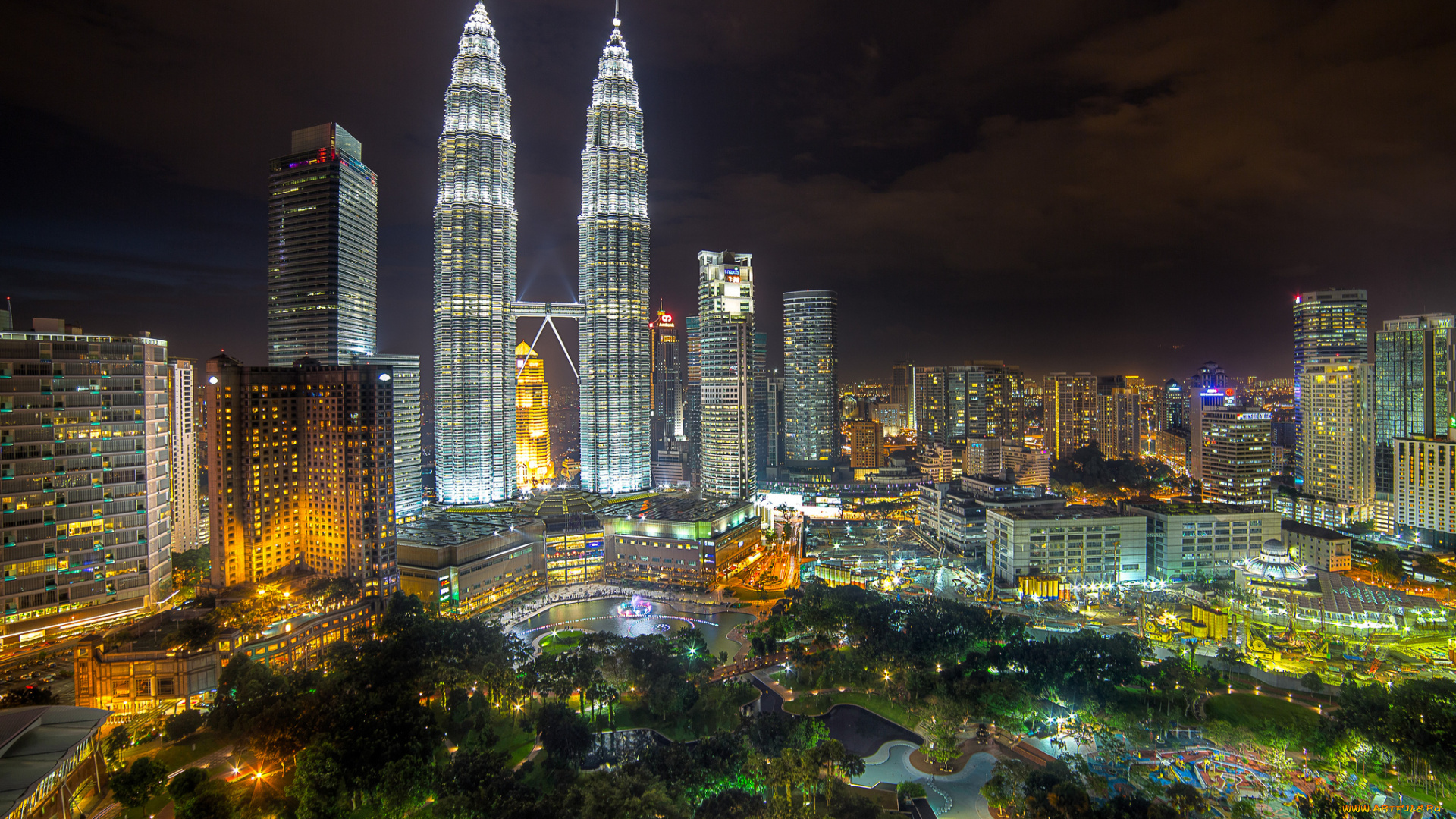 kuala, lumpur, malaysia, города, куала-лумпур, , малайзия, тучи, огни, ночь, город, небоскребы