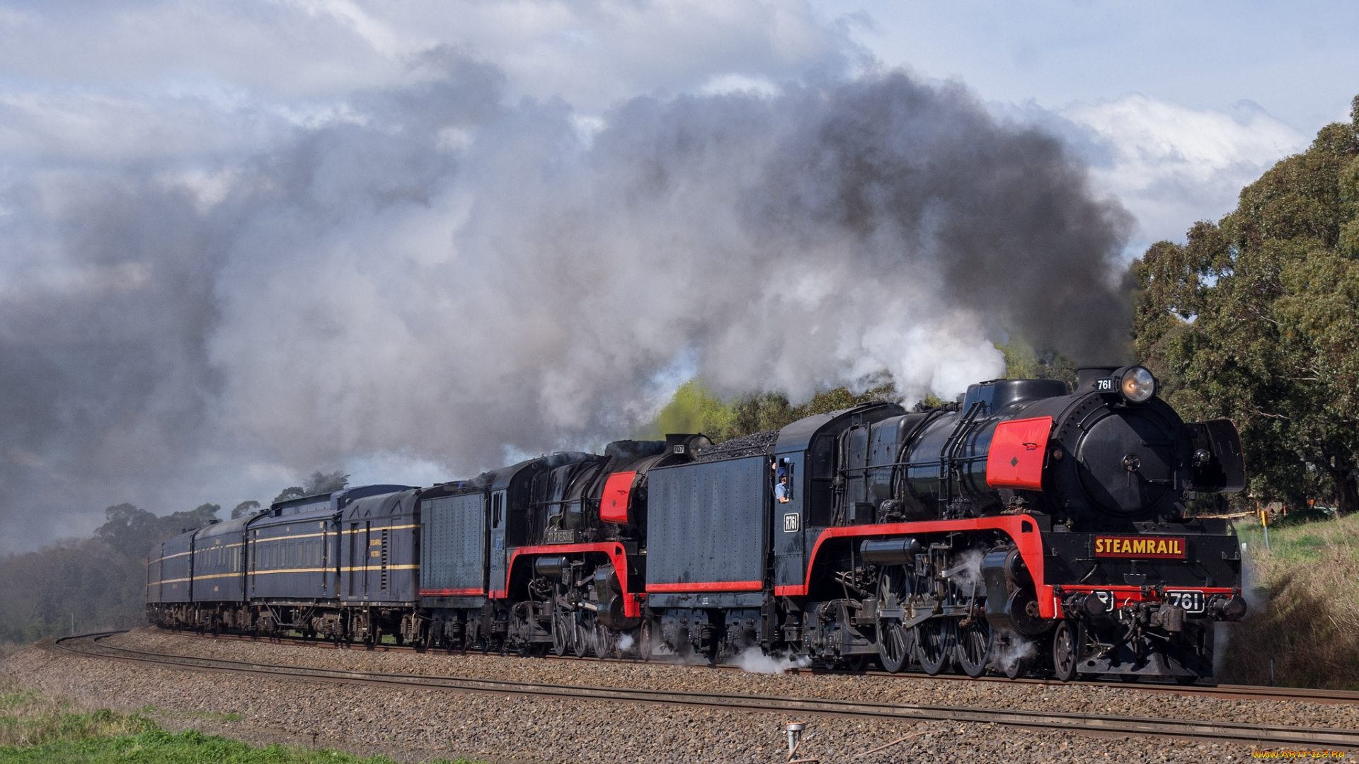 техника, паровозы, рельсы, дорога, железная, состав, вагоны, паровоз