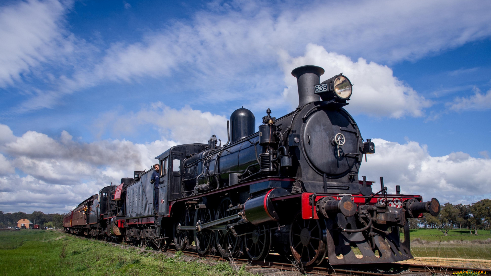 техника, паровозы, рельсы, состав, вагоны, паровоз, дорога, железная