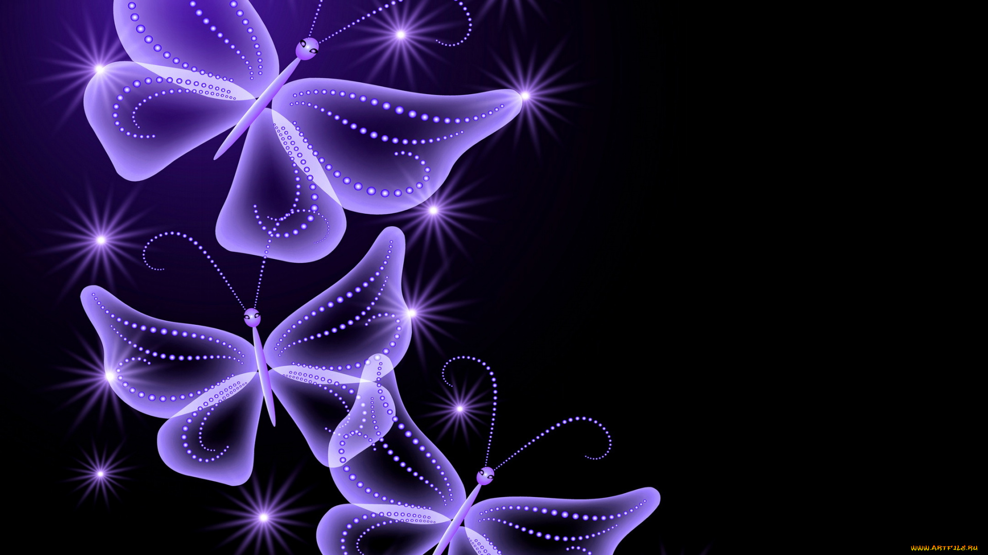 векторная, графика, neon, butterflies, abstract, purple, sparkle, glow, бабочки, неоновые