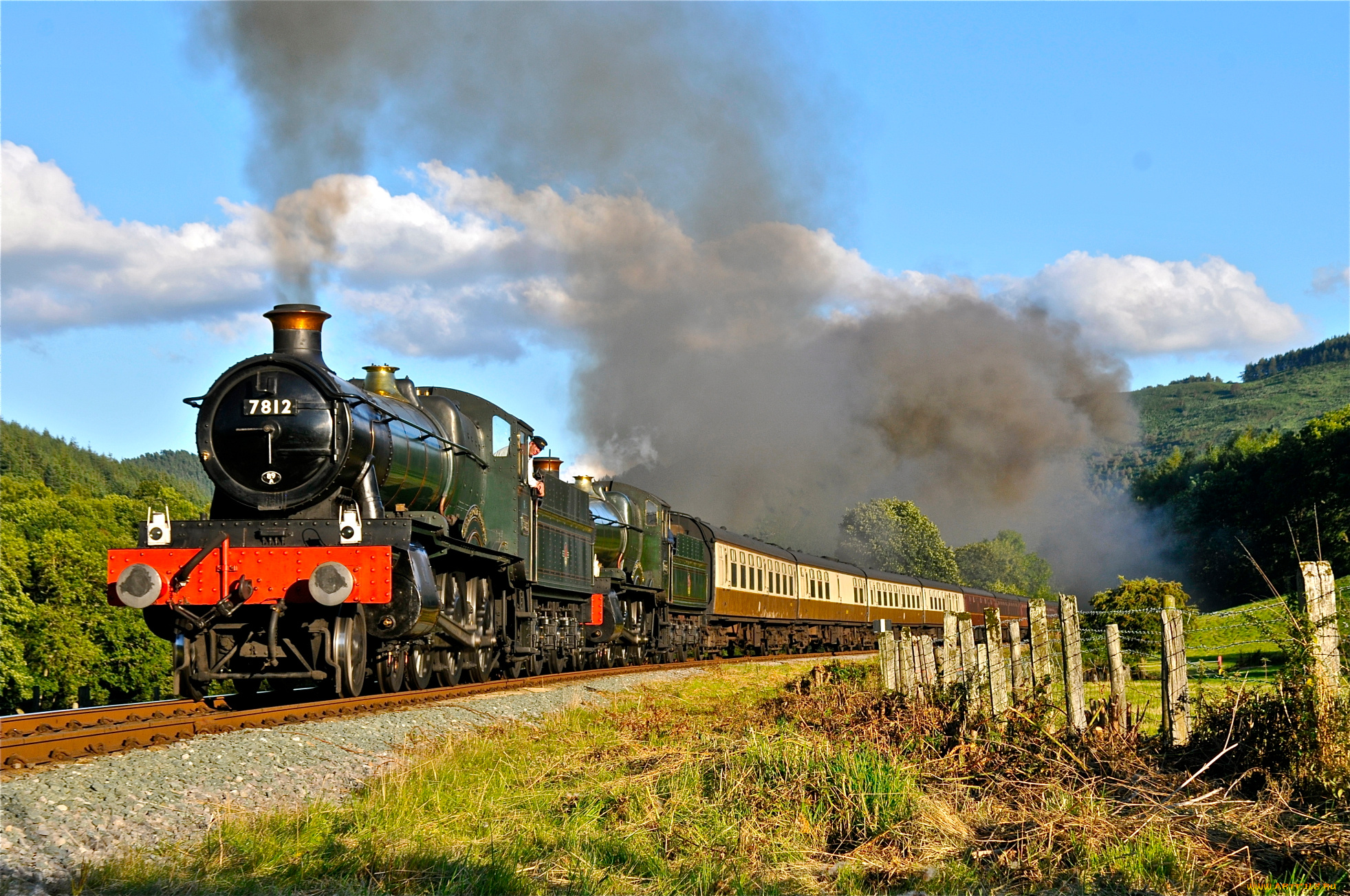 техника, паровозы, состав, вагоны, паровоз, рельсы, дорога, железная