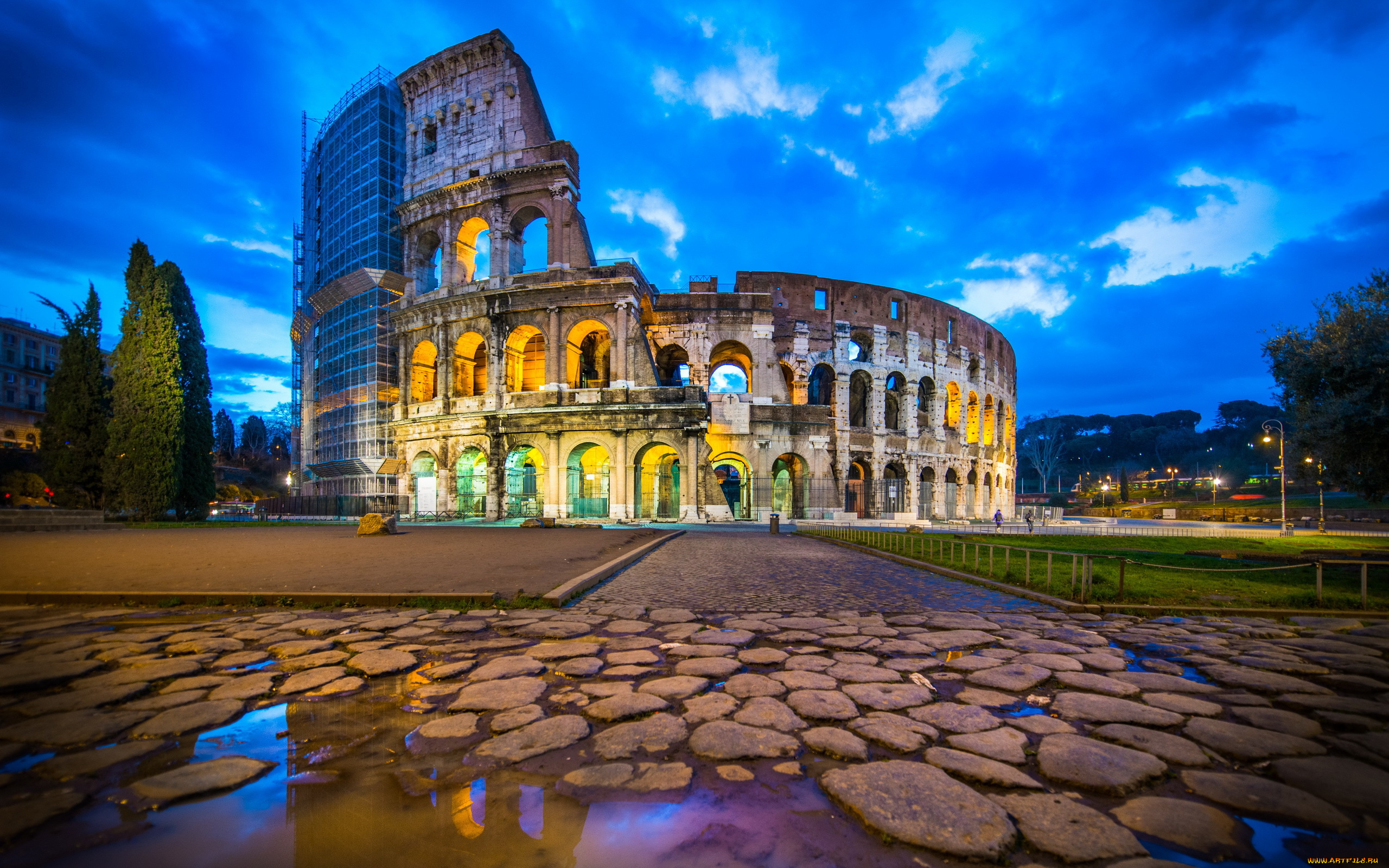 города, рим, , ватикан, , италия, rome, italy, colosseum, reflection, blue, hour