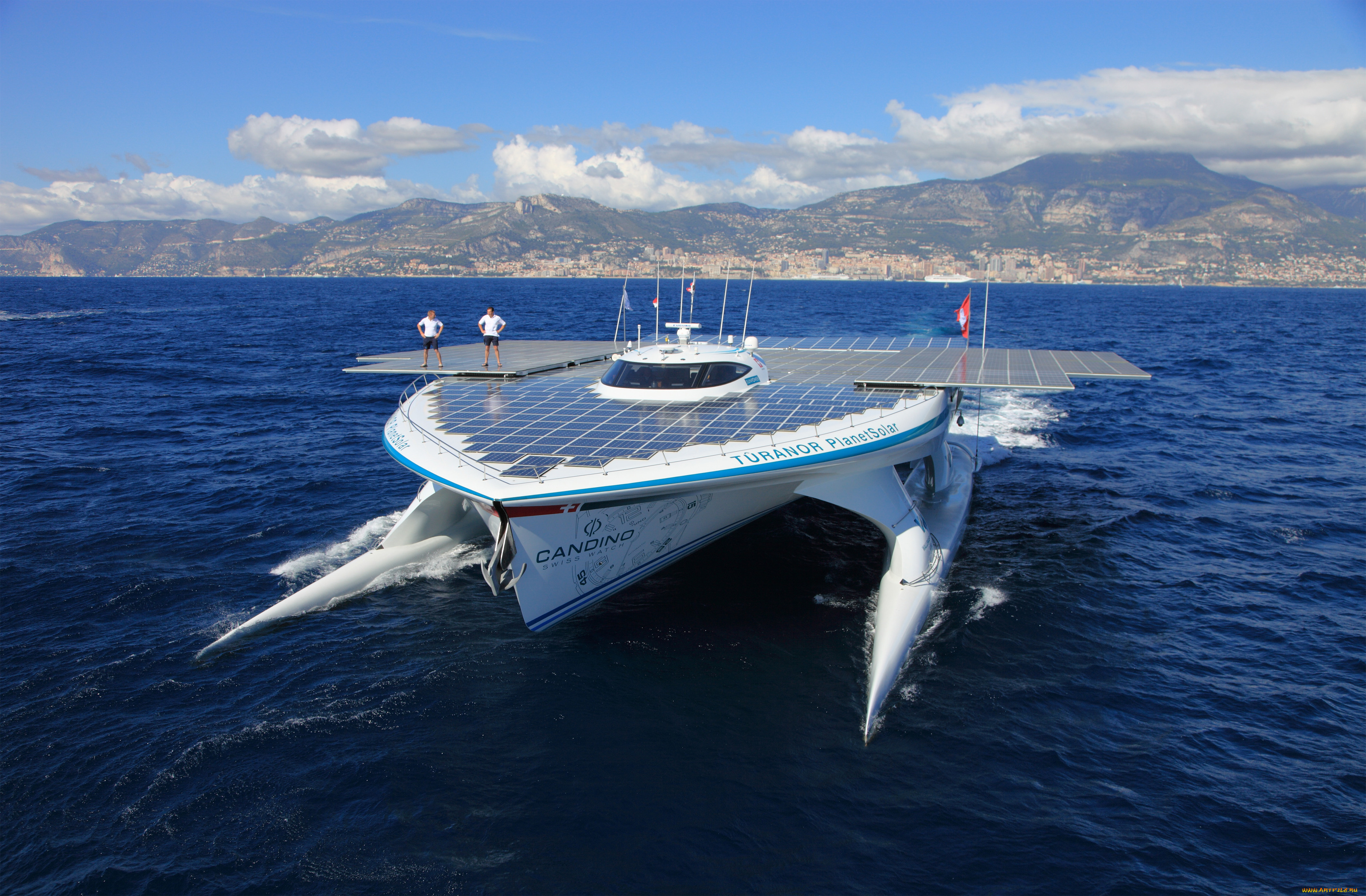 корабли, катамараны, и, тримараны, sea, batery, boat, solar